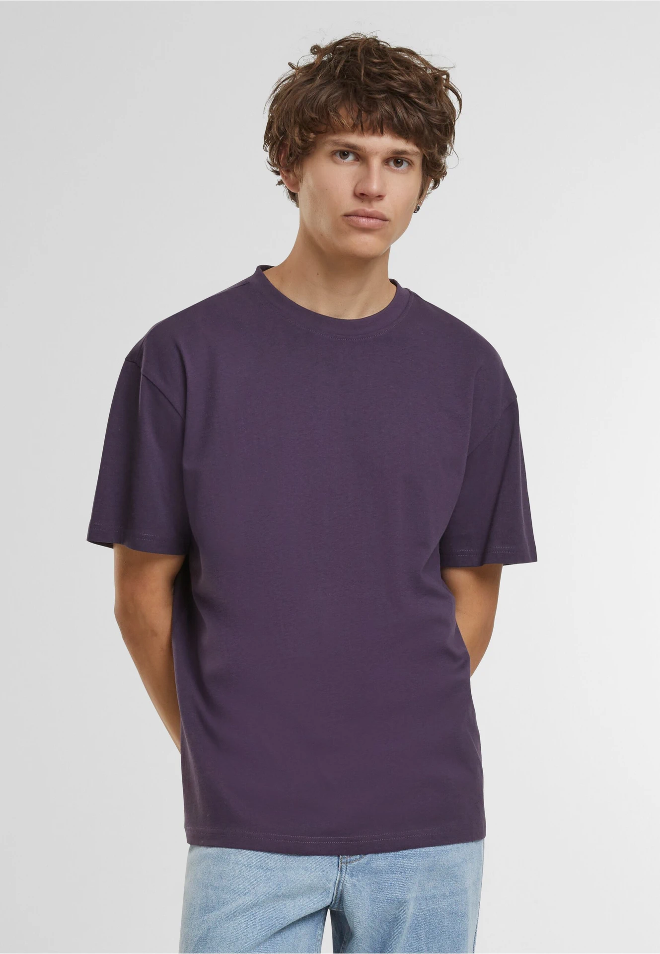 BYB-BY308-cotton-loose-t-shirt-purplenight-model-0 Build Your Brand Cotton Loose Tee