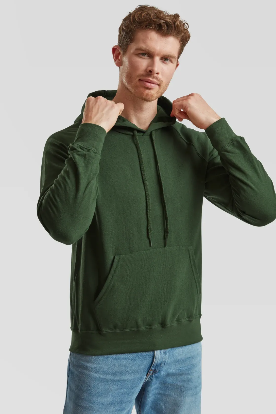 fruit-of-the-loom-62-140-0-lightweight-hooded-sweatshirt-bottlegreen-model-0 F.O.L. Lightweight Hooded Sweat