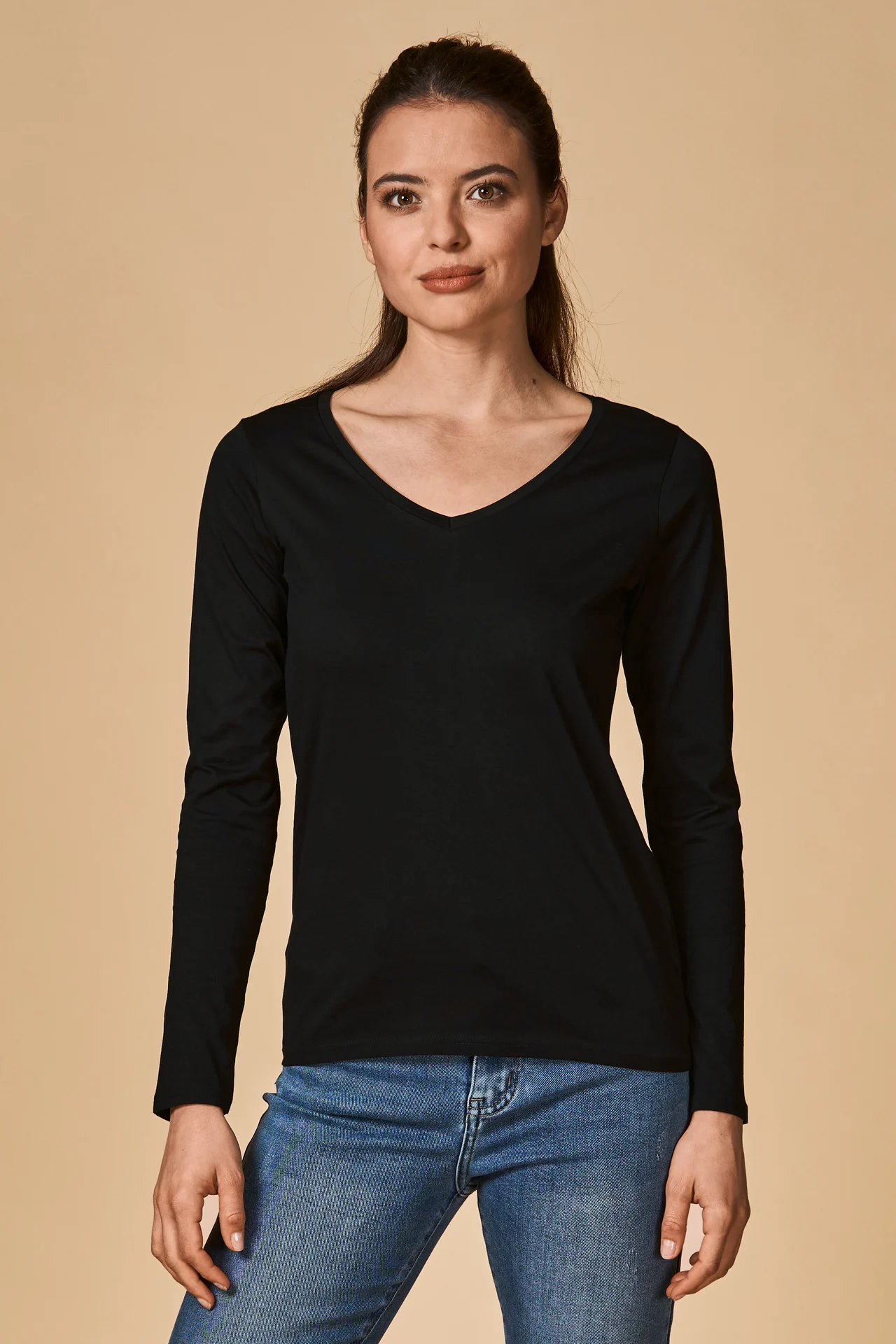 Promodoro Women´s V-Neck T-Shirt Long Sleeve
