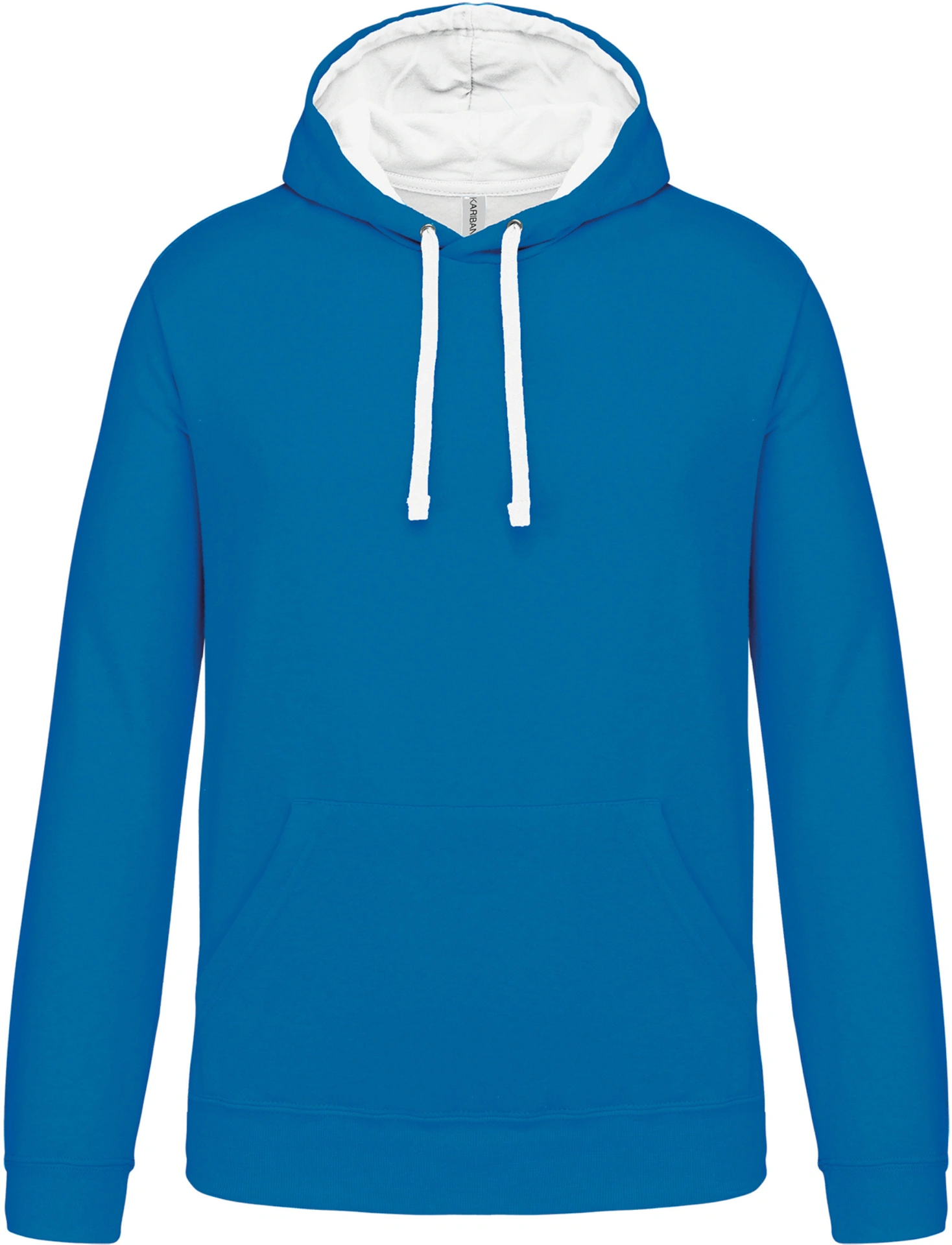 kariban-K446-kontrast-kapuzen-sweater-tropicalblue-white-front-3 Kariban Kontrast Kapuzen Sweater