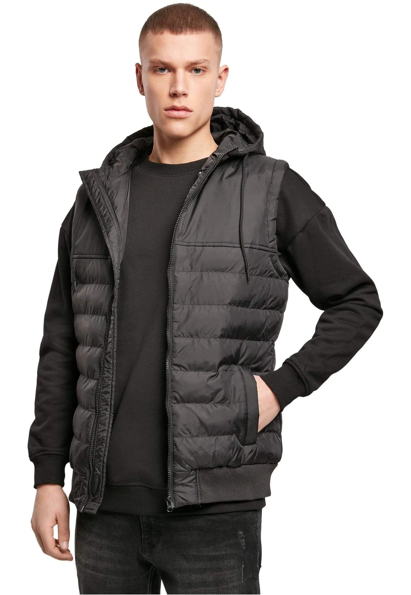 BYB-BY046-bubble-vest-black-model-0 Build Your Brand Bubble Vest