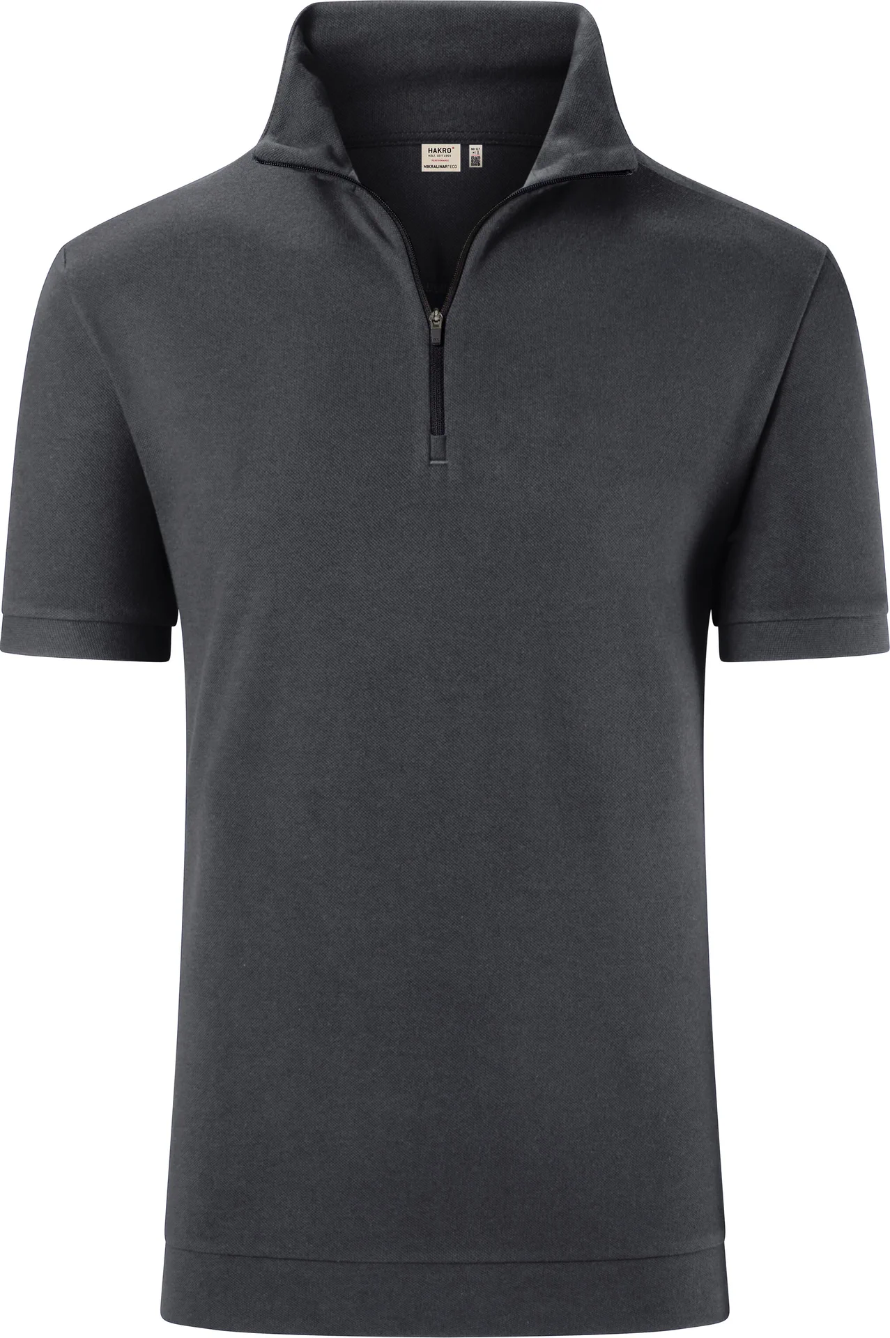 hakro-534-zip-shirt-pique-mikralinar-eco-karbongrau-front-1 HAKRO Zip-Shirt 534 Piqué MIKRALINAR® ECO