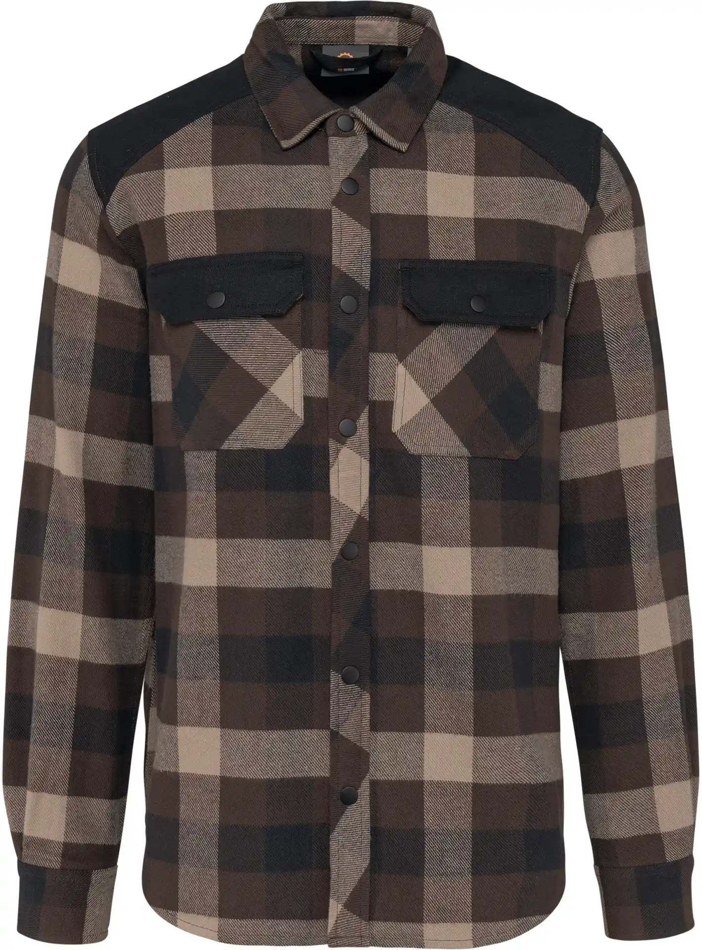 kariban-WK520-workwear-karohemd-chocolate-darkbeige-black-front-3 Kariban Workwear Karohemd