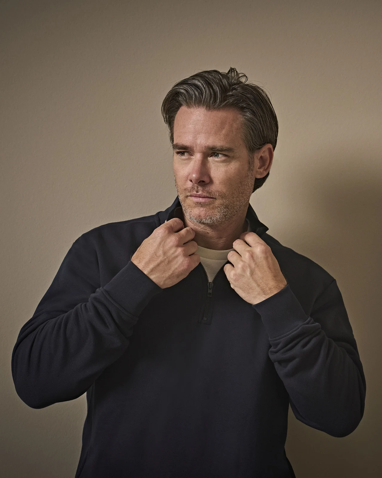 tee-jays-5438-half-zip-sweatshirt-navy-model-0 Tee Jays Half Zip Sweatshirt