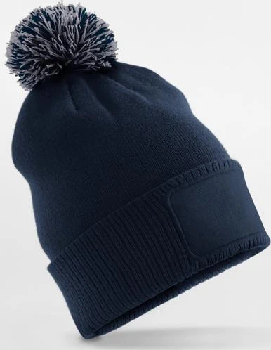beechfield-b443b-kids-snowstar-patch-beanie-frenchnavy-lightgrey-front-1 Beechfield Kids Snowstar Patch Beanie