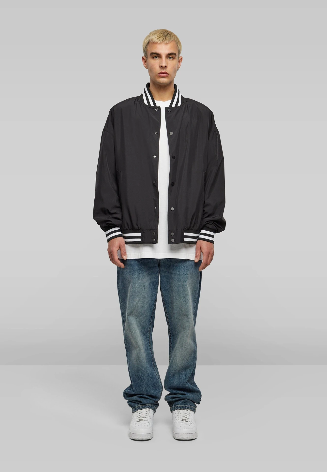 BYB-BY259-light-college-jacket-black-model-3 Build Your Brand Light College Jacket