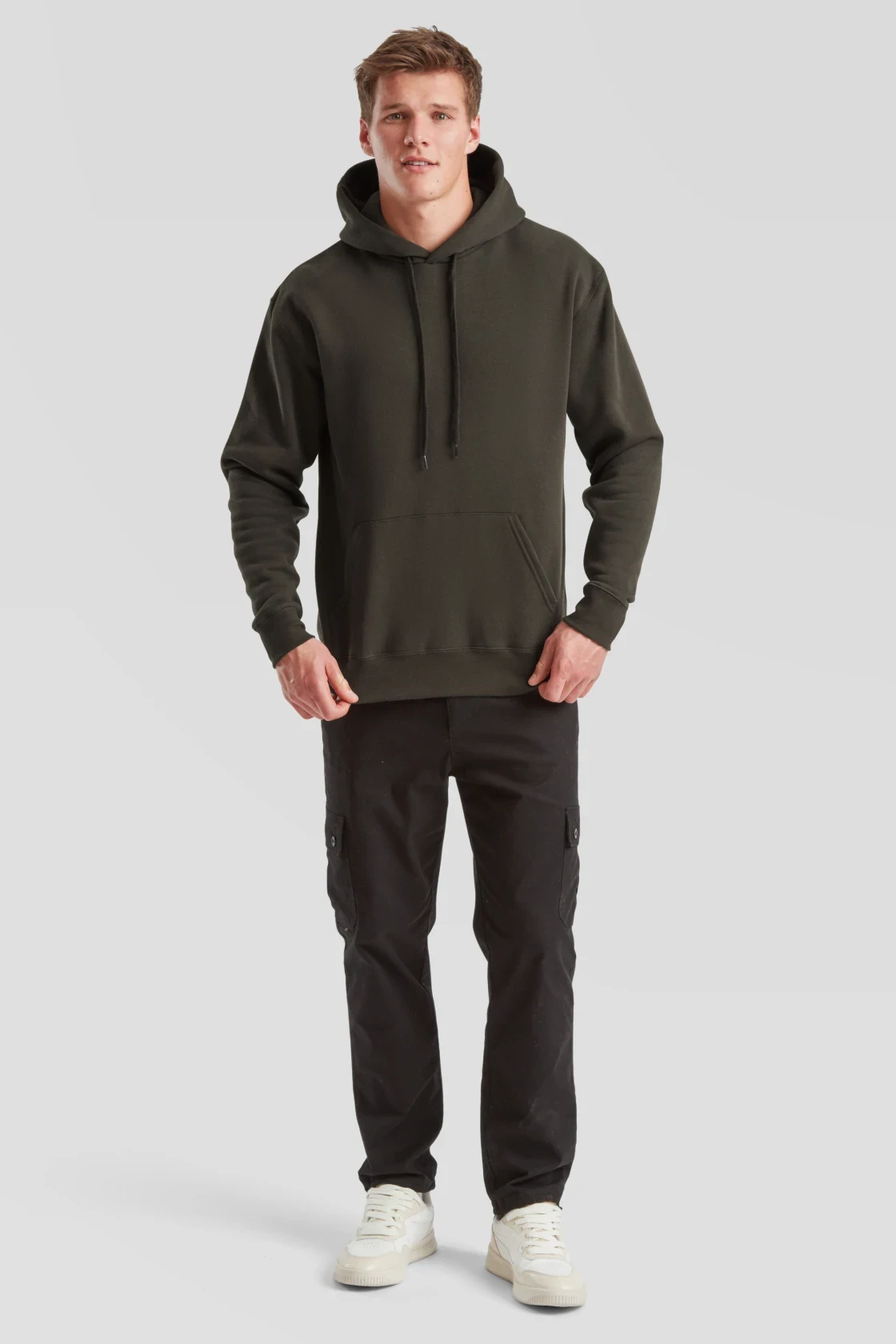 fruit-of-the-loom-62-152-0-premium-hooded-sweatshirt-charcoal-model-3 F.O.L. Premium Hooded Sweat