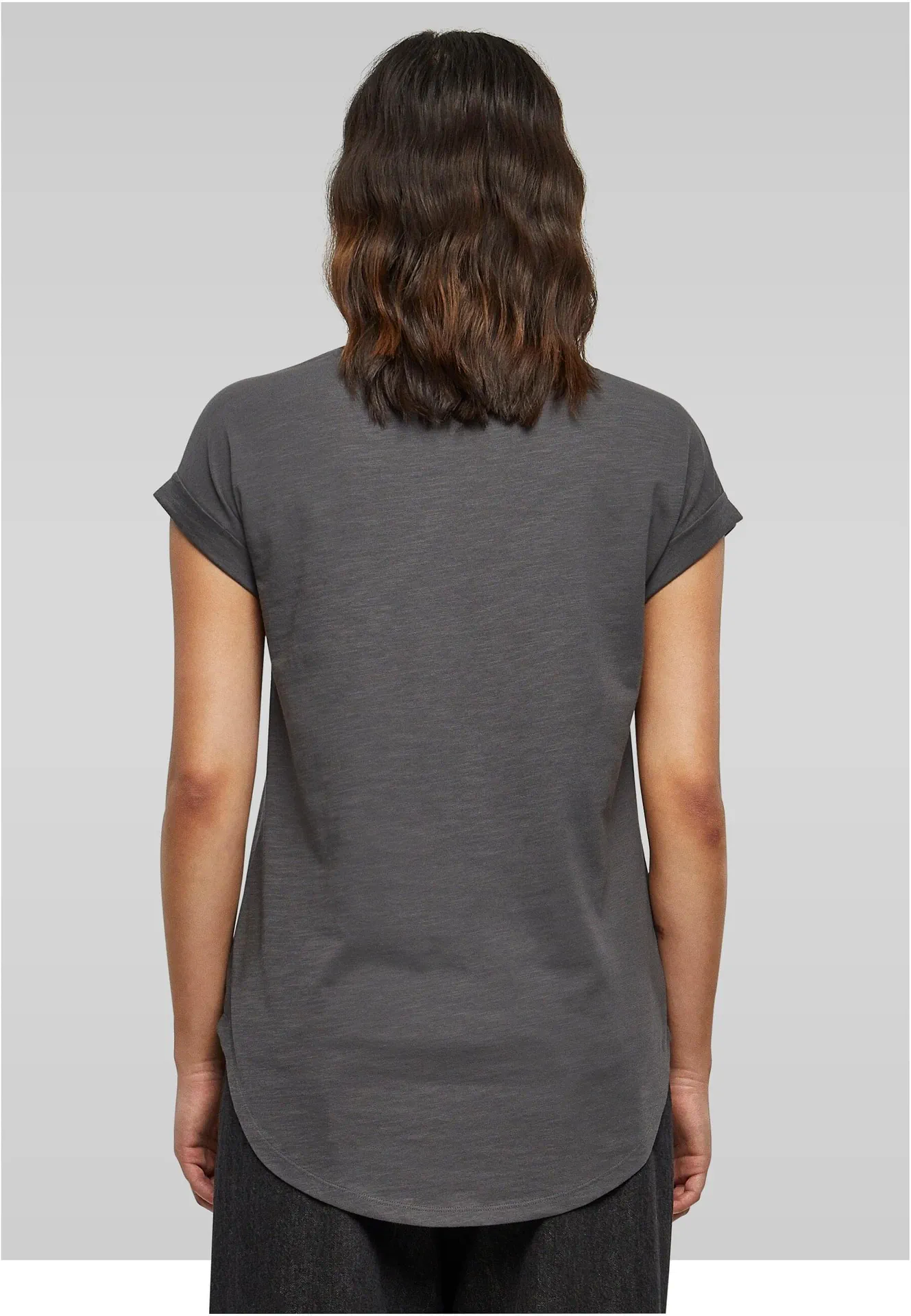 BYB-BY036-ladies-long-slub-t-shirt-darkshadow-model-2 Build Your Brand Ladies Long Slub Tee