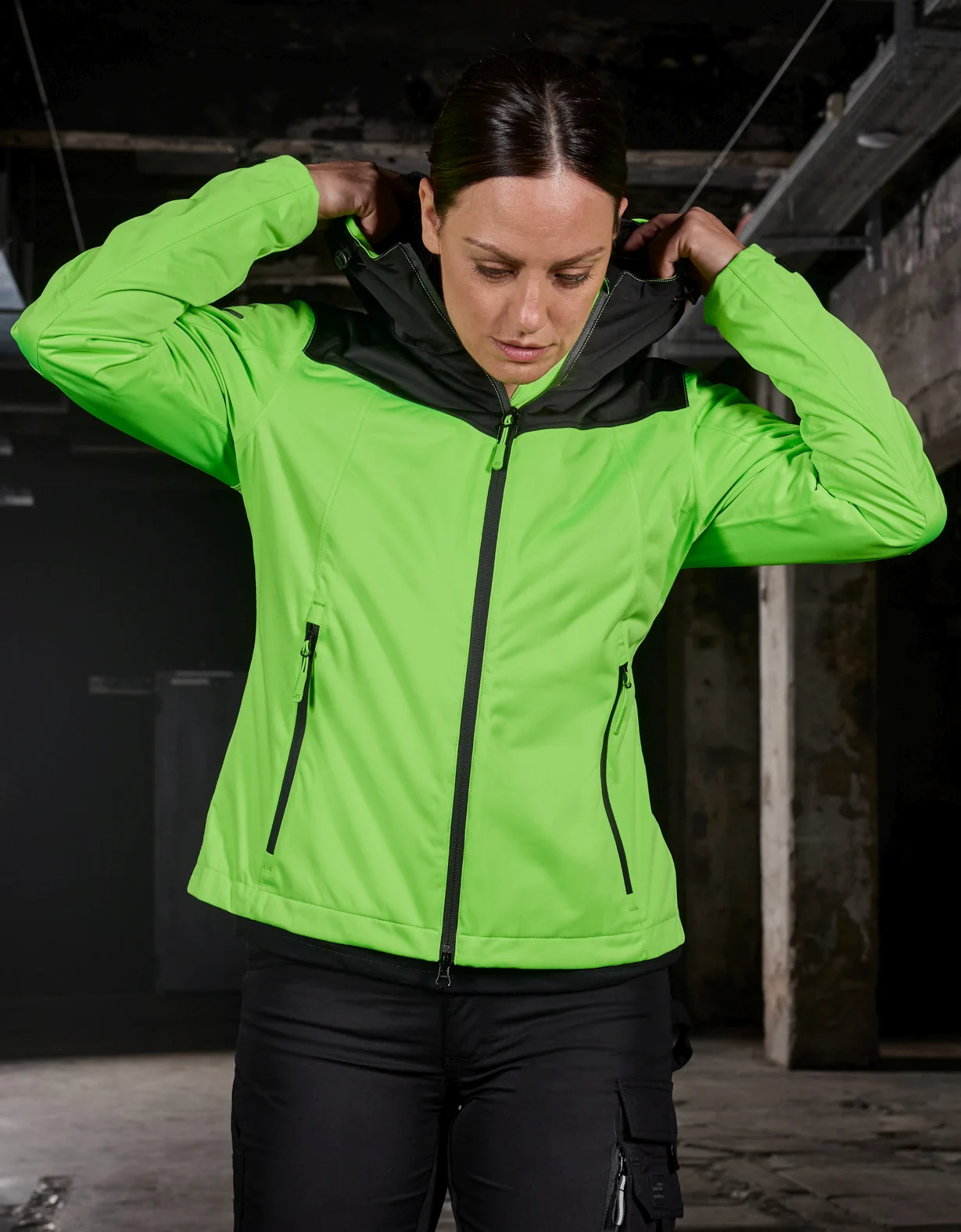 jn1179-ladies-allweather-jacket-brightgreen-model-0 James & Nicholson Ladies´ Allweather Jacket