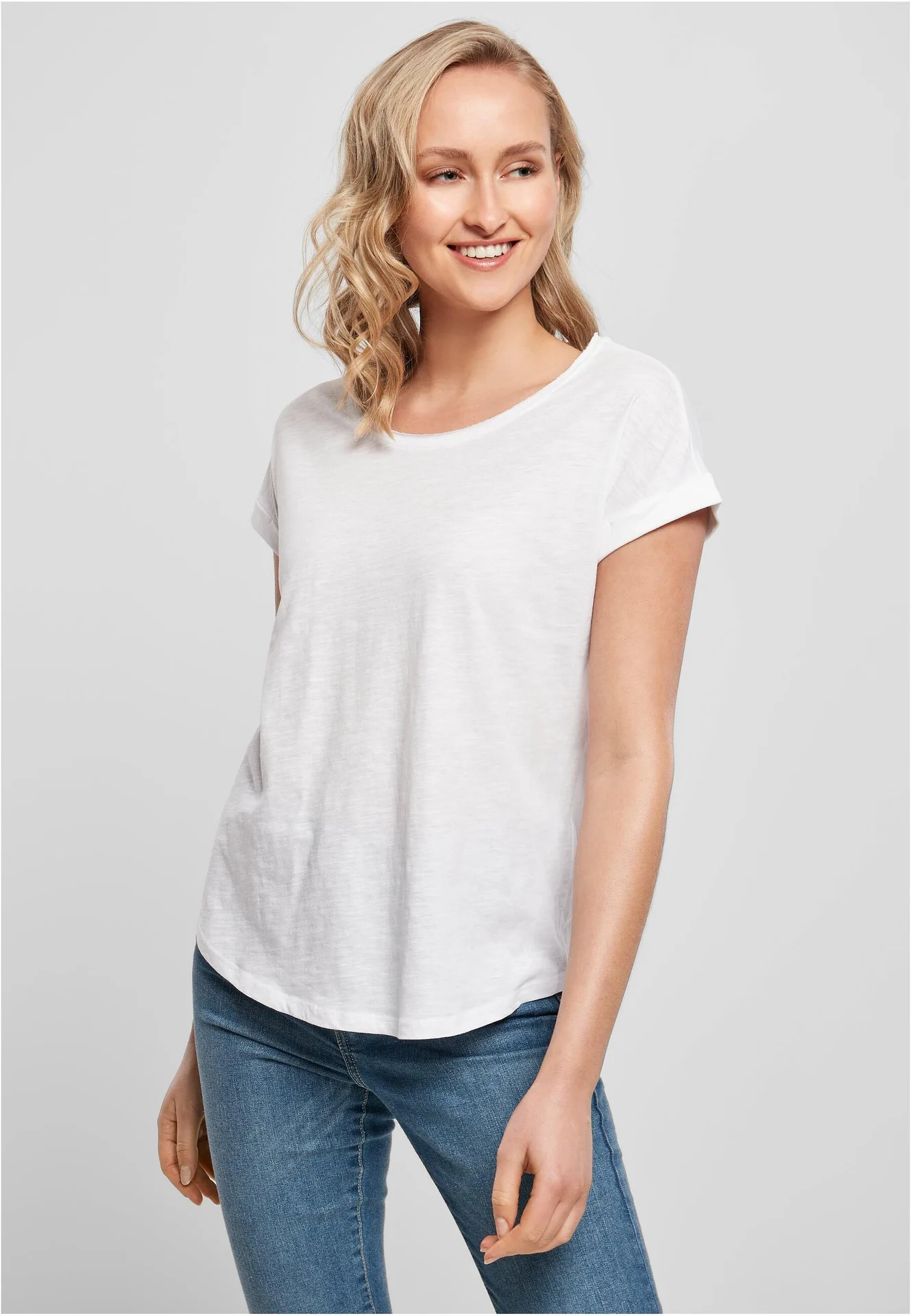 Build Your Brand Ladies Long Slub Tee