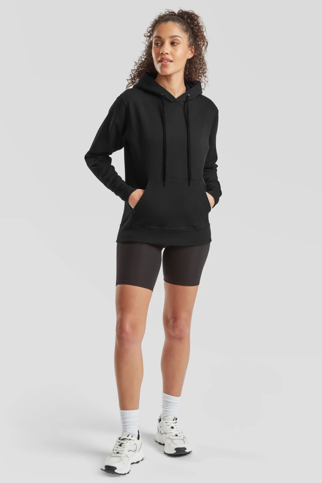 fruit-of-the-loom-62-038-0-ladies-classic-hooded-sweatshirt-black-model-3 F.O.L. Ladies Classic Hooded Sweat