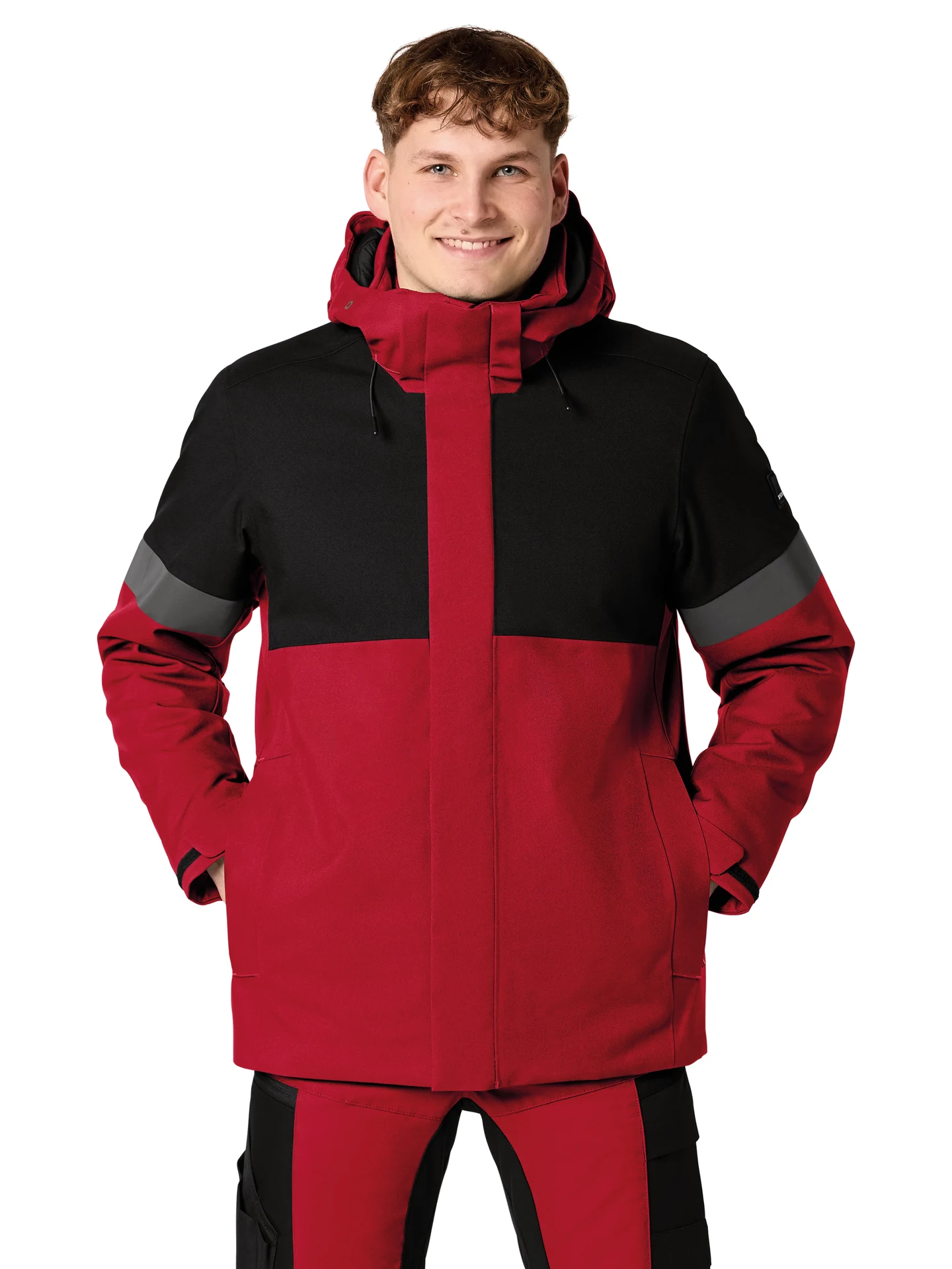 fhb-80236-winterjacke-adrian-rot-schwarz-model-0 FHB Winter-Arbeitsjacke ADRIAN