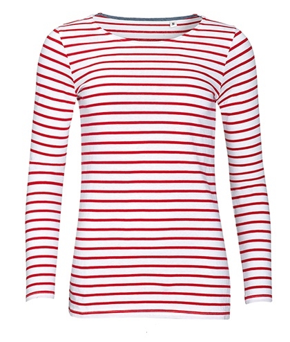 SOL'S Women's Long Sleeve Striped T-Shirt Marine SOL'S Women's Long Sleeve Striped T-Shirt Marine