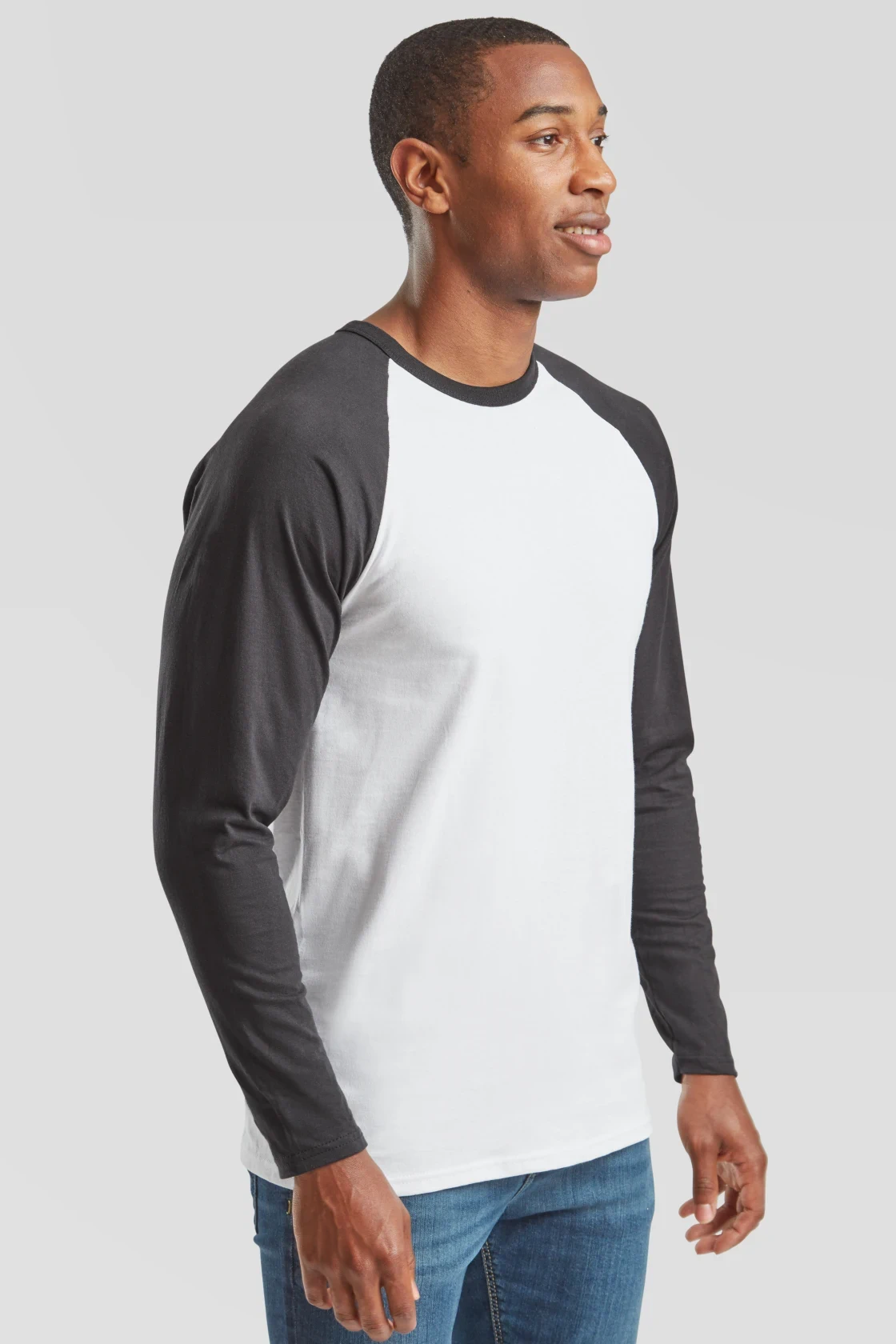 fruit-of-the-loom-61-028-0-valueweight-long-sleeve-baseball-t-shirt-white-black-model-1 F.O.L. Long Sleeve Baseball T