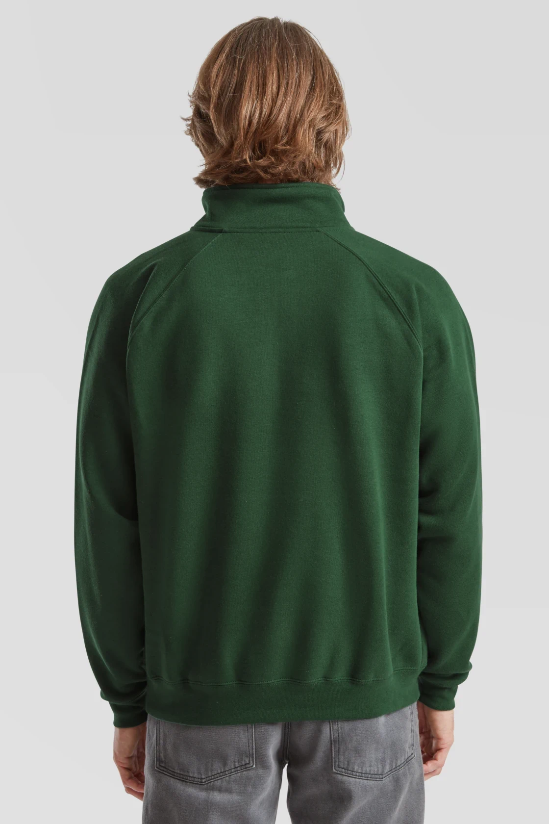fruit-of-the-loom-62-032-0-premium-zip-neck-sweatshirt-bottlegreen-model-2 F.O.L. Zip-Neck Sweat mit 1/4 Zip