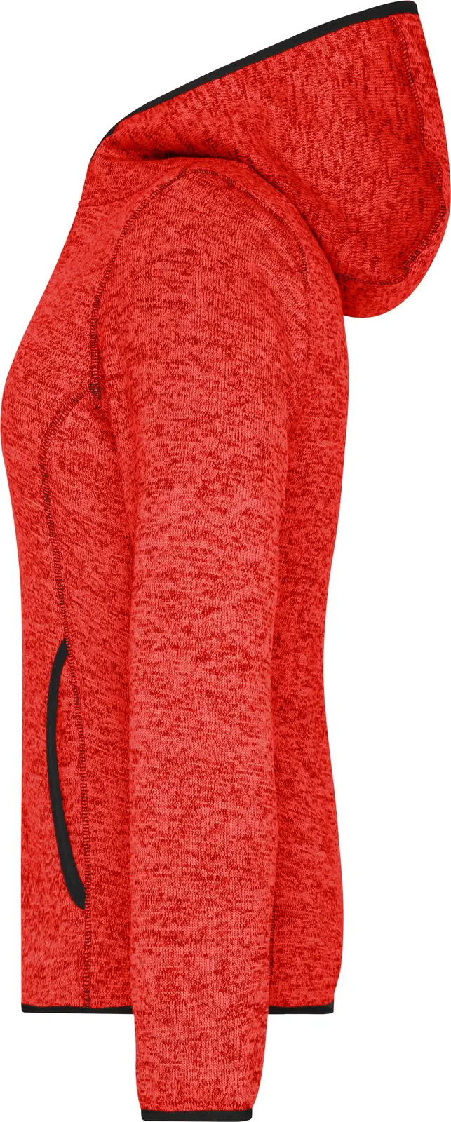 jn588-ladies-knitted-fleece-hoody-redmelange-black-left-4 James & Nicholson Ladies Knitted Fleece Hoody