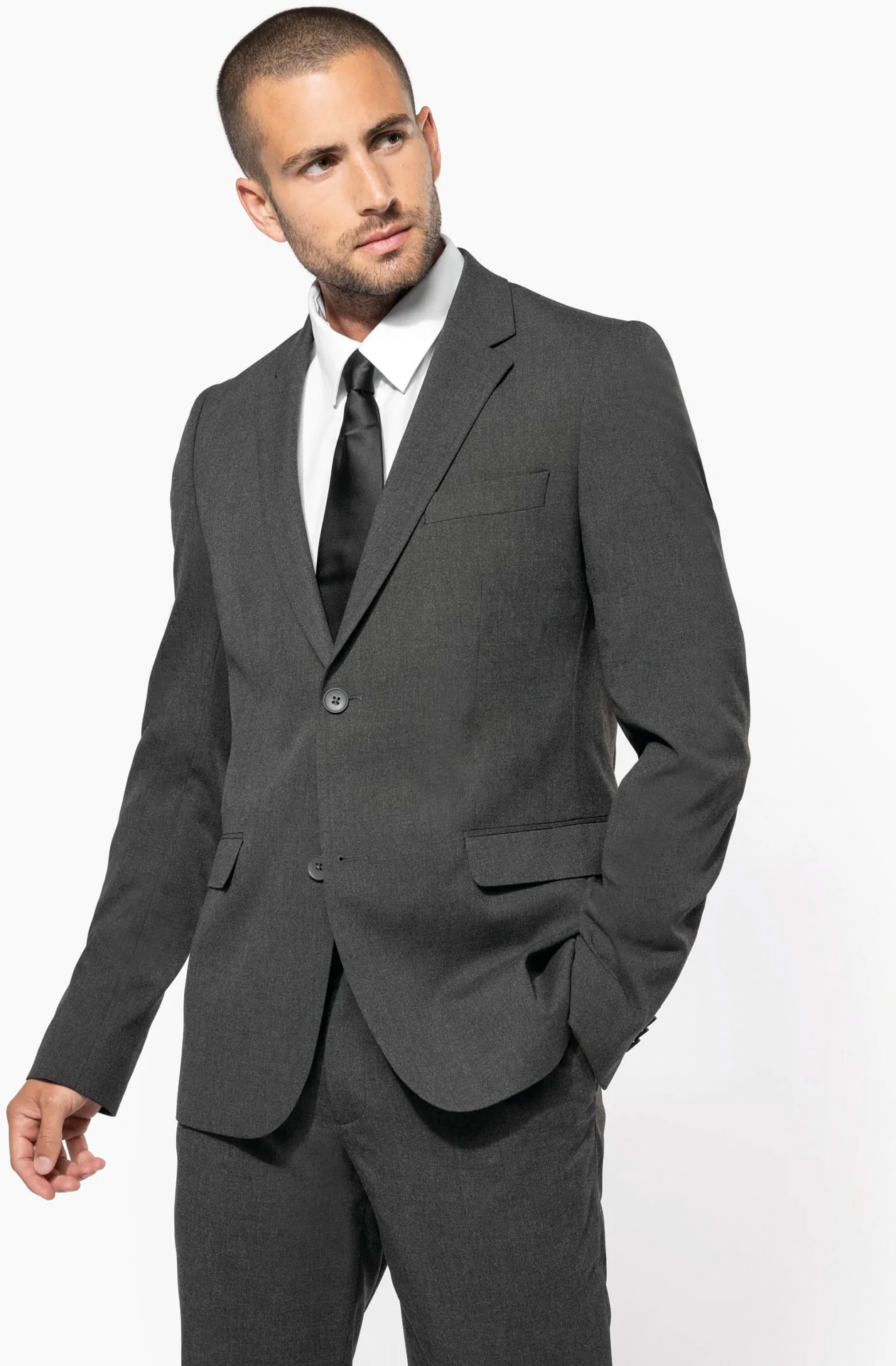 kariban-K6130-herren-anzugsakko-anthraciteheather-model-1 Kariban Herren Anzugsakko