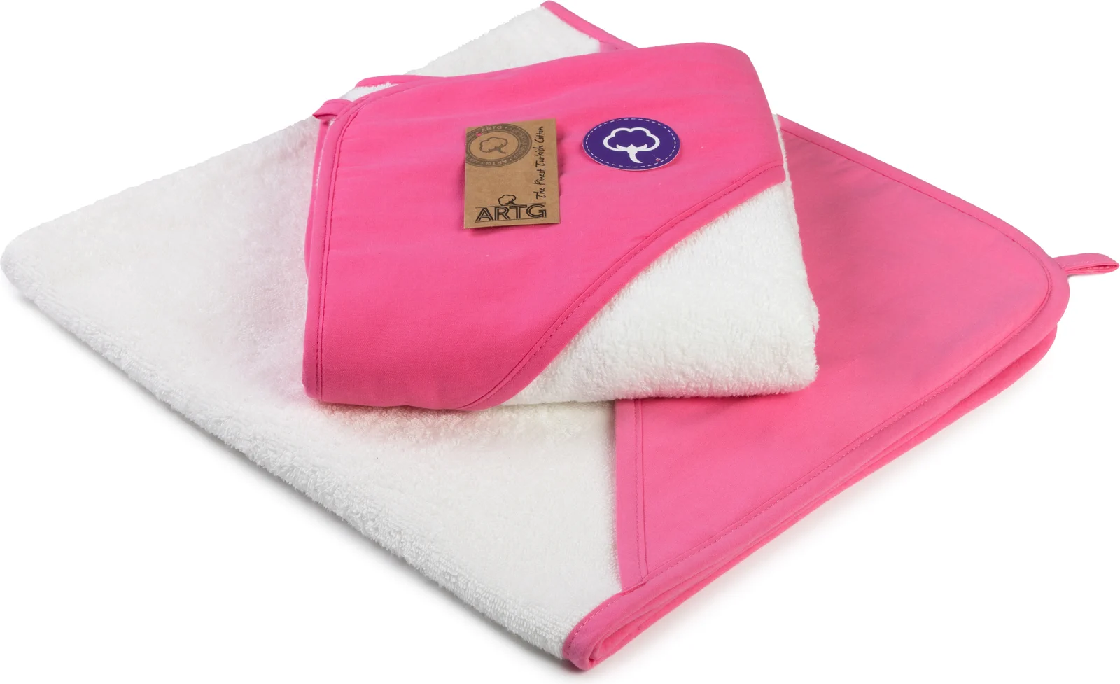 artg-ar731-print-me-baby-hooded-towel-white-pink-front-1 ARTG PRINT-Me® Baby Hooded Towel