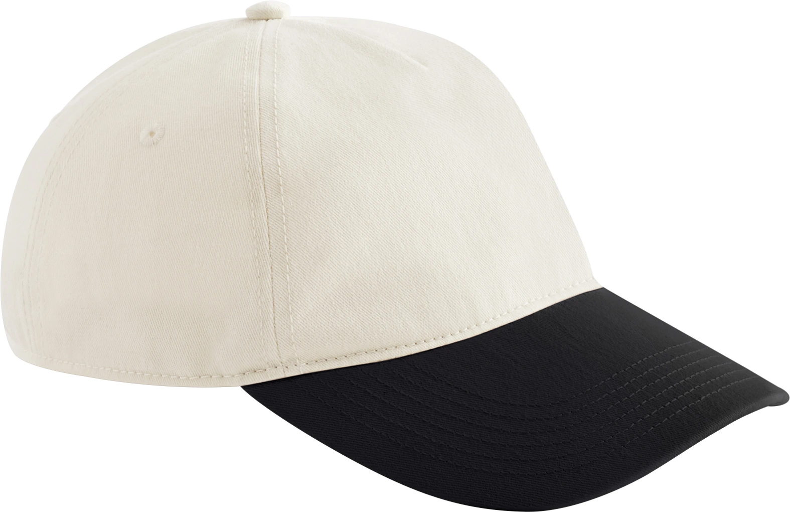 beechfield-B67-contrast-peak-leisure-cap-natural-black-front-1 Beechfield Contrast Peak Leisure Cap