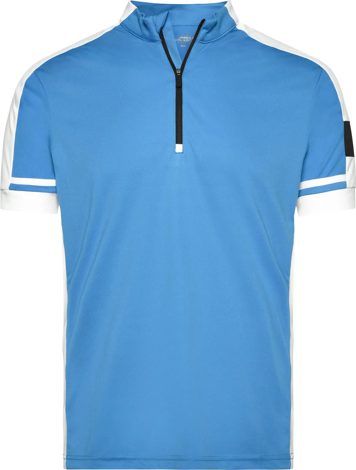 jn452-mens-bike-t-shirt-half-zip-cobalt-front-3 James & Nicholson Men's Bike-T Half Zip