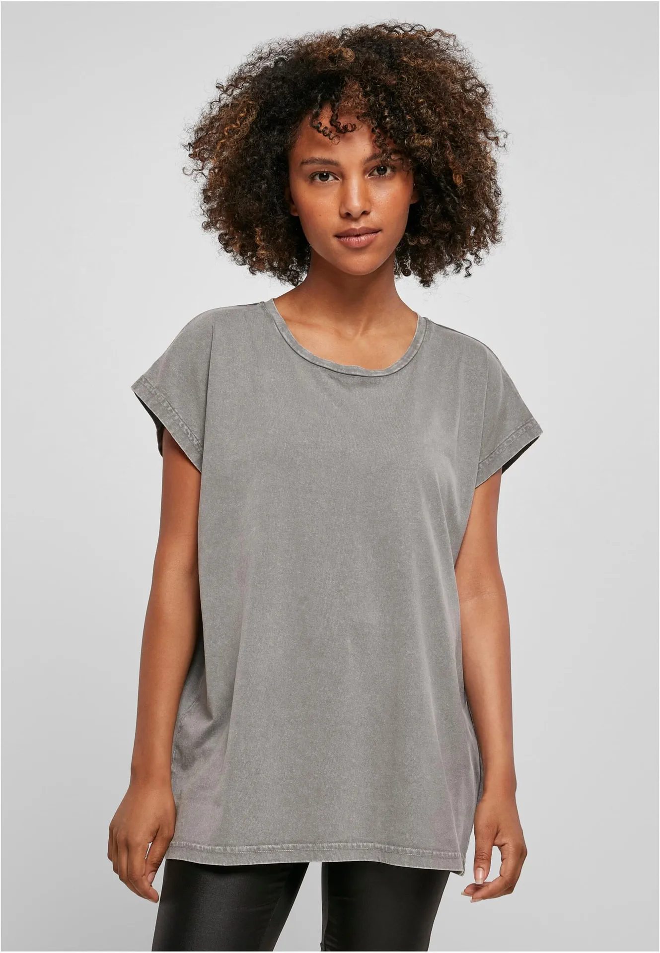 Build Your Brand Ladies Acid Washed Extended Shoulder Tee