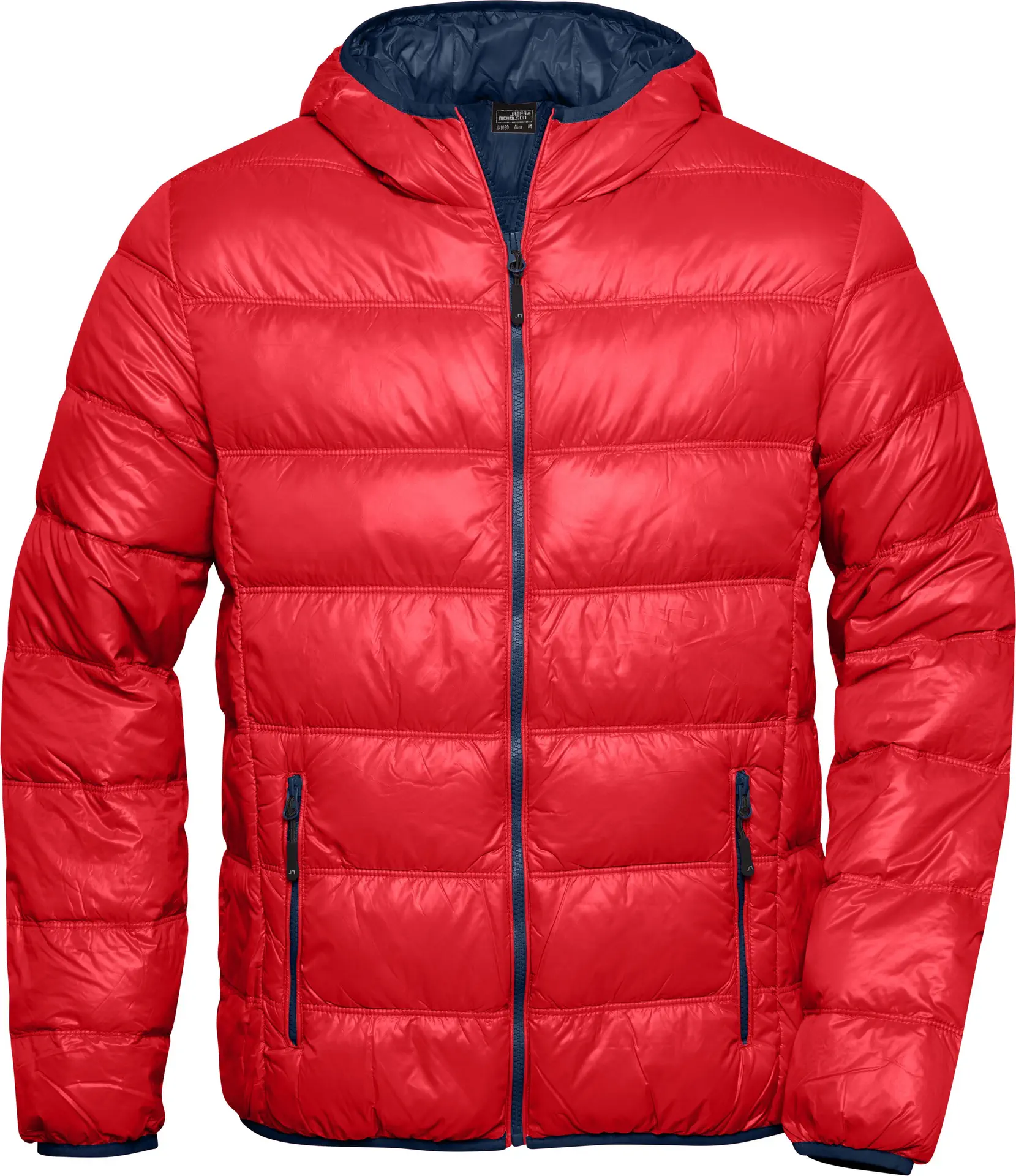 jn1060-mens-down-jacket-red-navy-front-3 James & Nicholson Men's Down Jacket