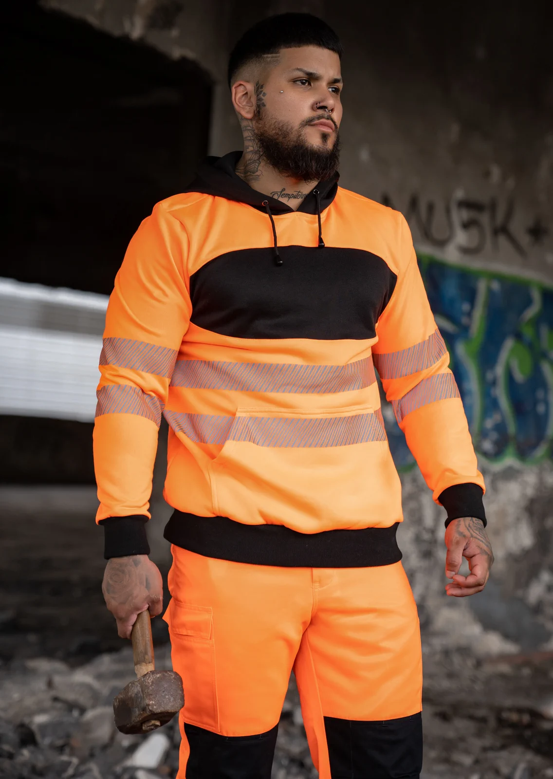 korntex-eosho-eos-hi-vis-workwear-hoody-with-printing-area-model-0 Korntex EOS Hi-Vis Workwear Hoody With Printing Area