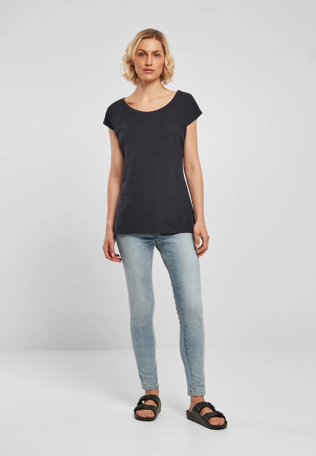 Build Your Brand Ladies Wide Neck Tee