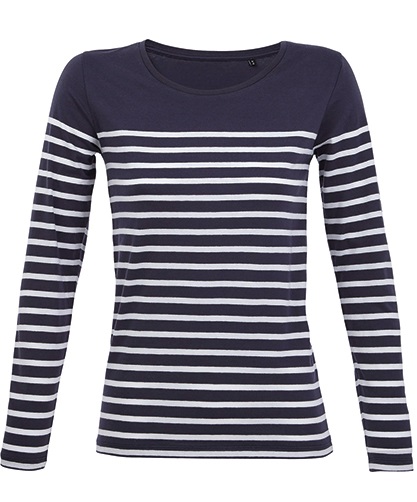 SOL'S Women's Long Sleeve Striped T-Shirt Matelot SOL'S Women's Long Sleeve Striped T-Shirt Matelot