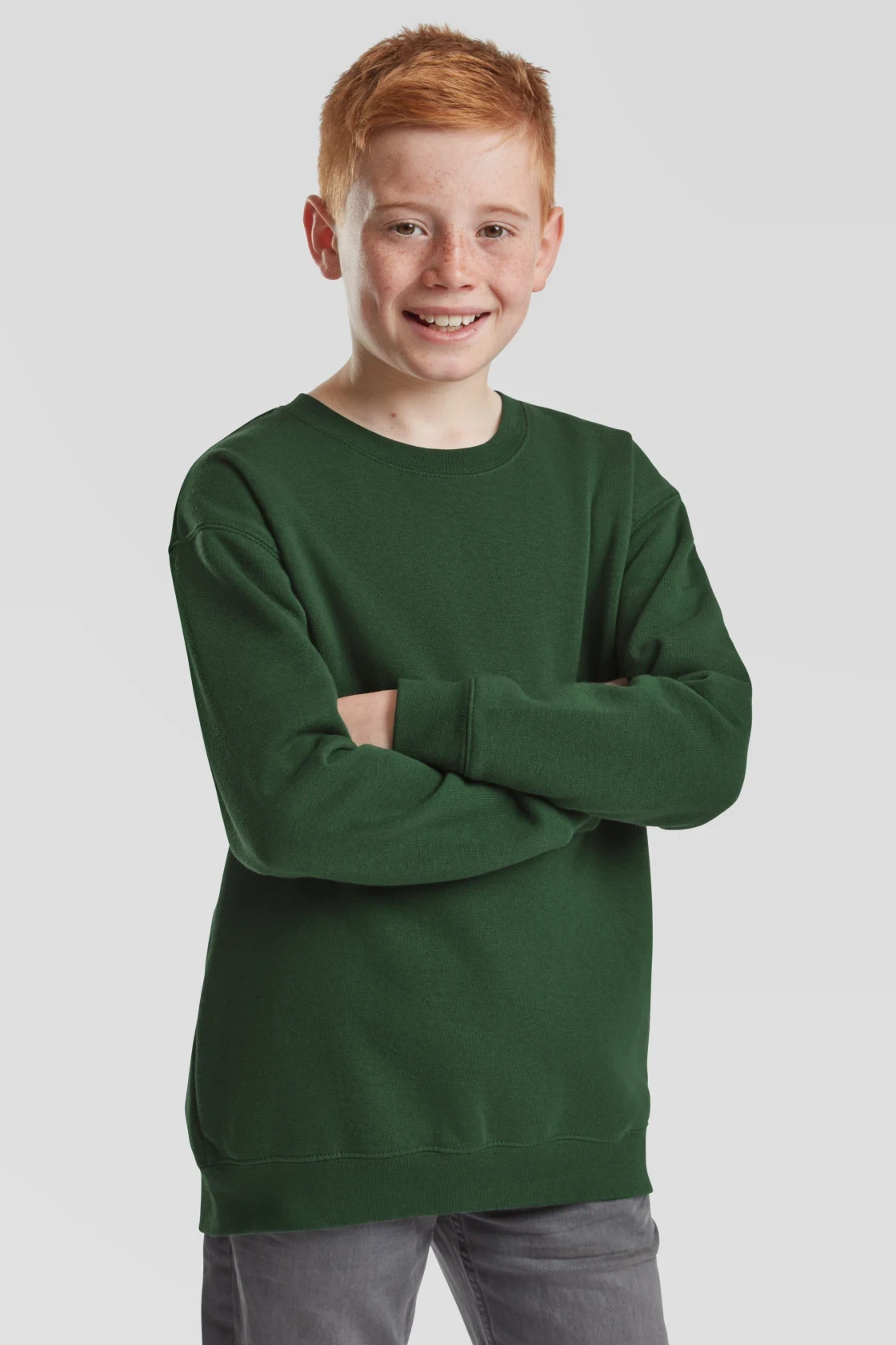fruit-of-the-loom-62-031-0-kids-premium-set-in-sweatshirt-bottlegreen-model-0 F.O.L. Premium Set-In Sweat Kids
