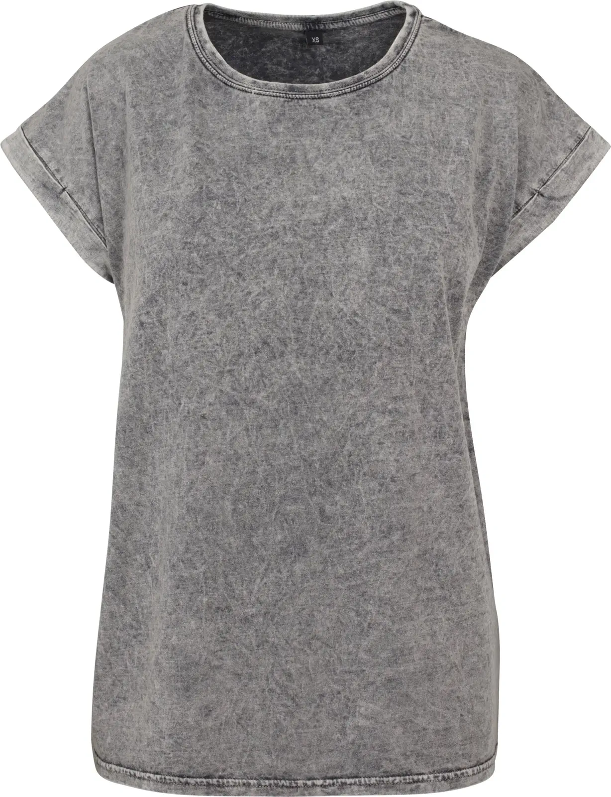 BYB-BY053-ladies-acid-washed-extended-shoulder-t-shirt-grey-front-4 Build Your Brand Ladies Acid Washed Extended Shoulder Tee