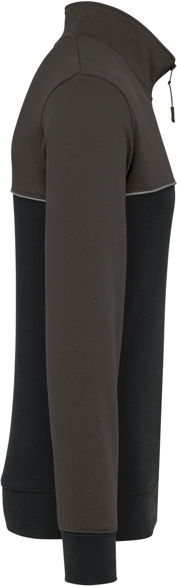 kariban-WK404-workwear-sweater-mit-viertel-zip-black-darkgrey-right-5 Kariban Unisex Workwear Sweater mit 1/4 Zip