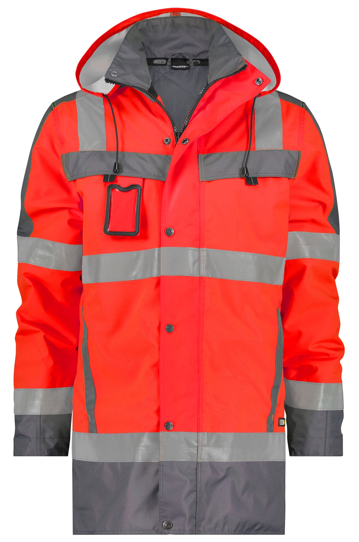 neonrot/zementgrau