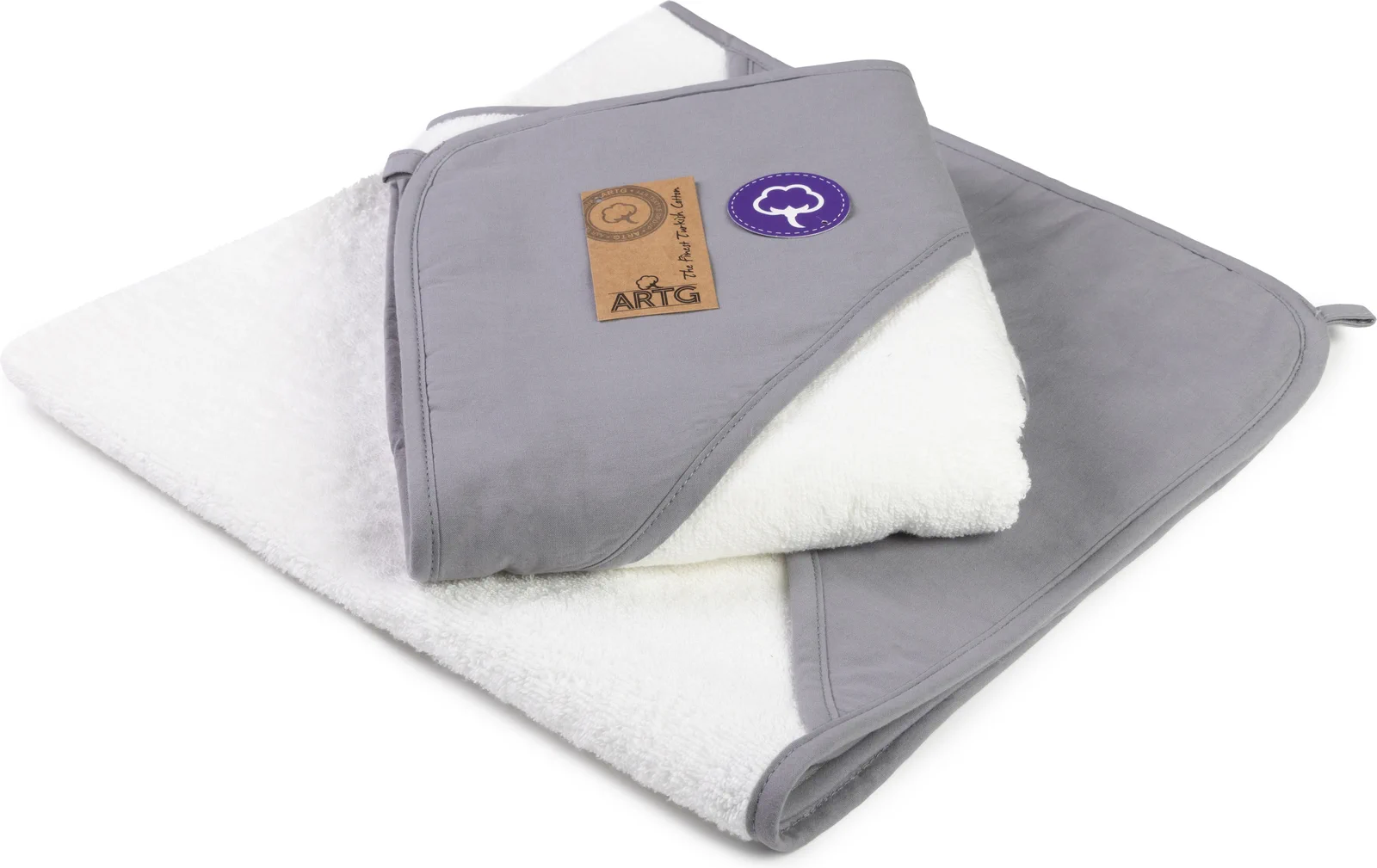 artg-ar731-print-me-baby-hooded-towel-white-anthracite-front-1 ARTG PRINT-Me® Baby Hooded Towel