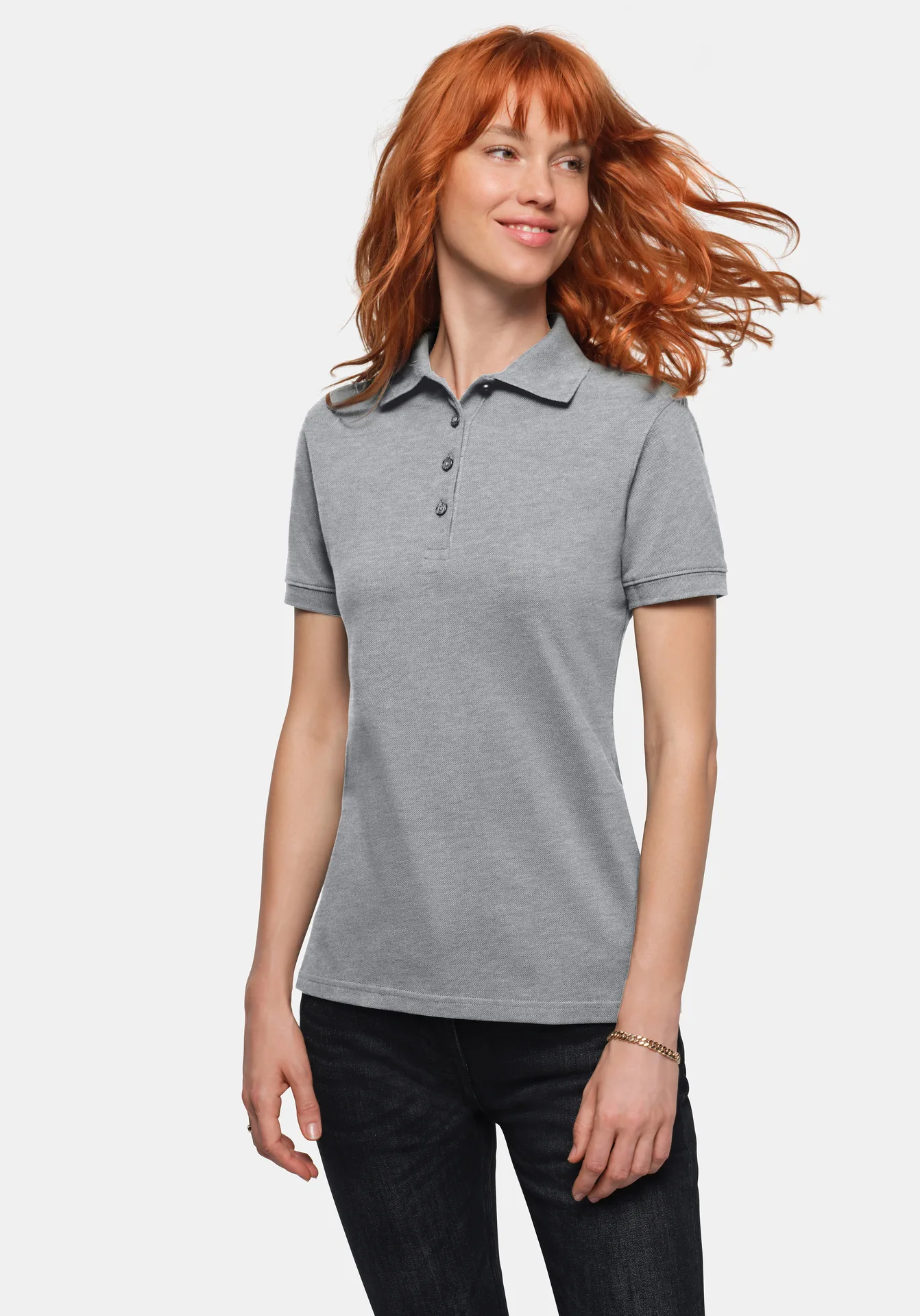 hakro-301-damen-poloshirt-bio-baumwolle-graumeliert-model-0 HAKRO Damen Poloshirt 301 Bio-Baumwolle GOTS
