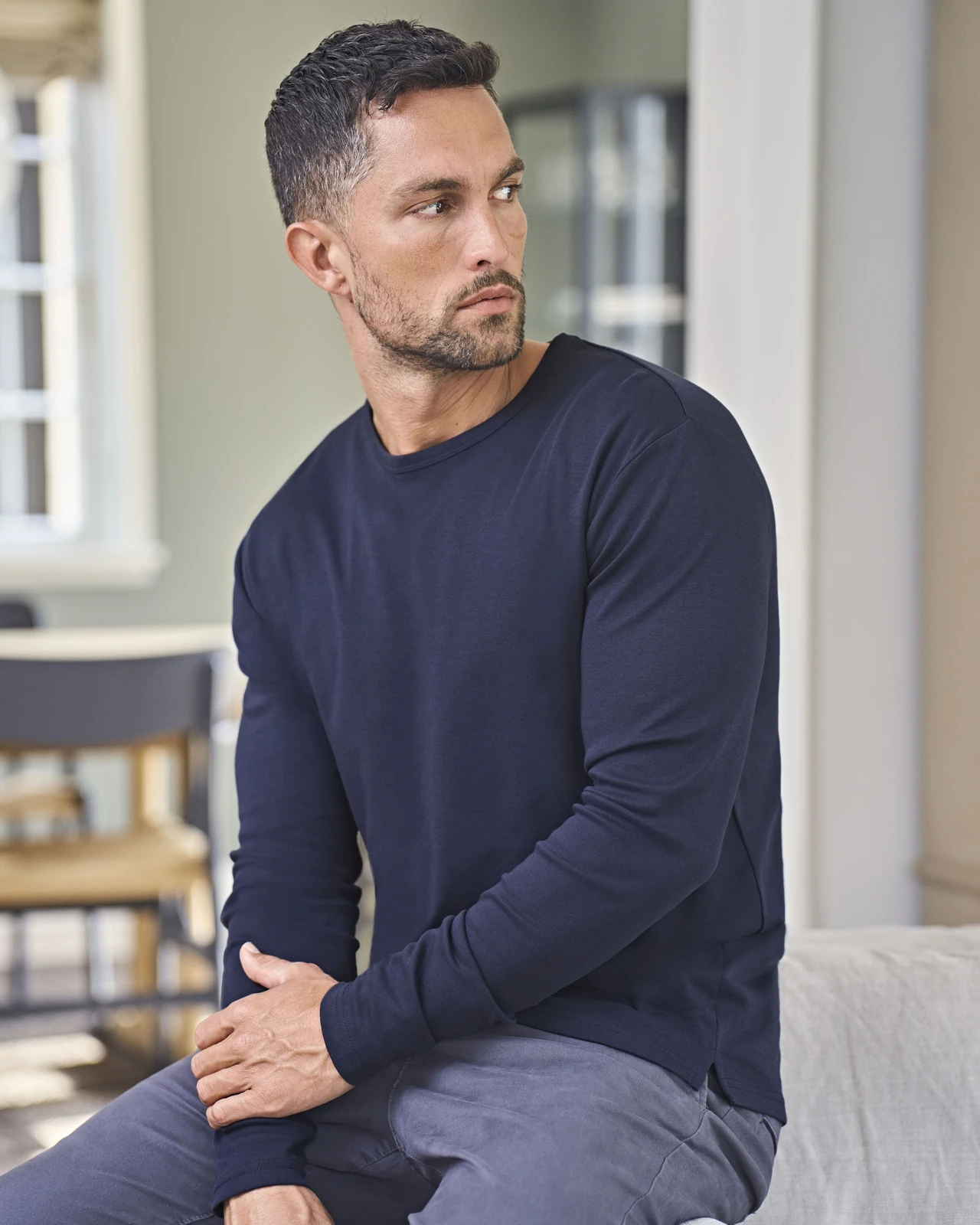 tee-jays-530-mens-long-sleeve-interlock-t-shirt-navy-model-0 Tee Jays Men´s Long Sleeve Interlock Tee