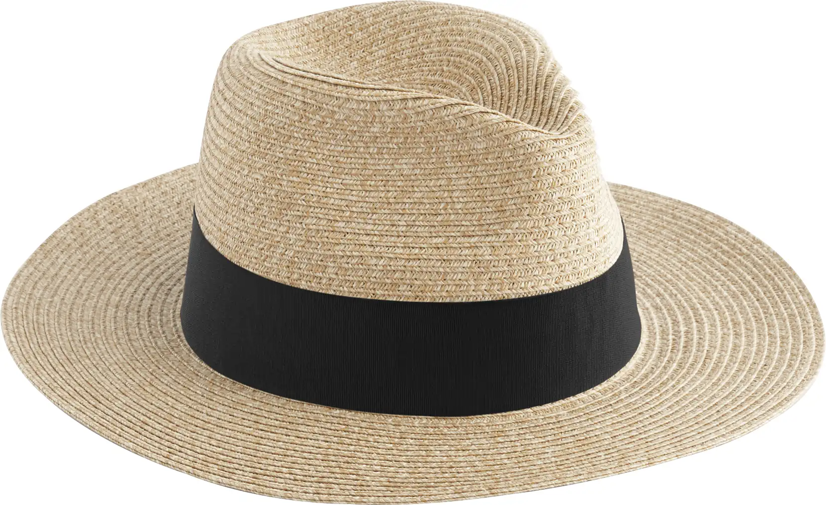 beechfield-B725-straw-fedora-natural-black-front-2 Beechfield Straw Fedora