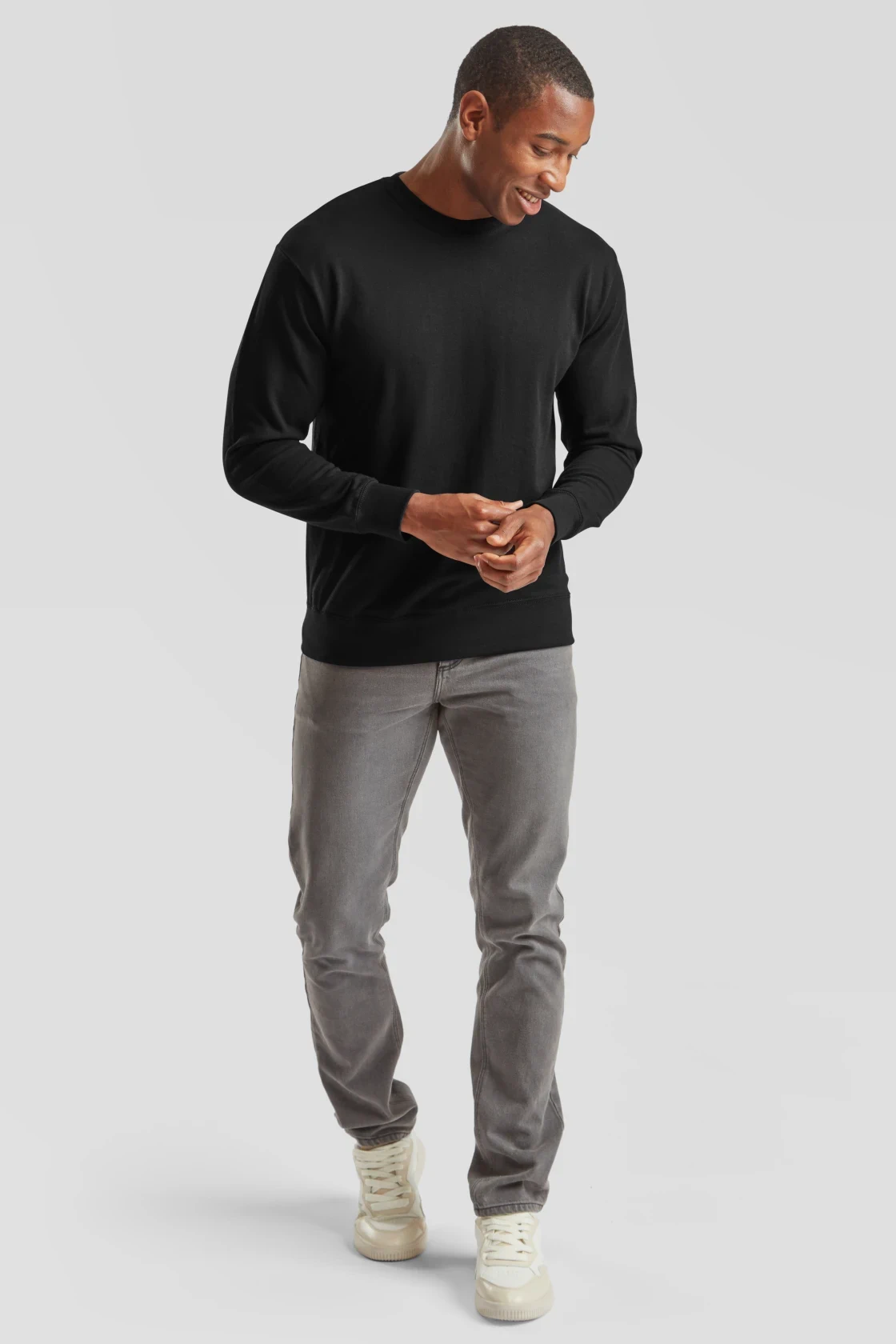 fruit-of-the-loom-62-156-0-lightweight-set-in-sweatshirt-black-model-3 F.O.L. Lightweight Set-In Sweat