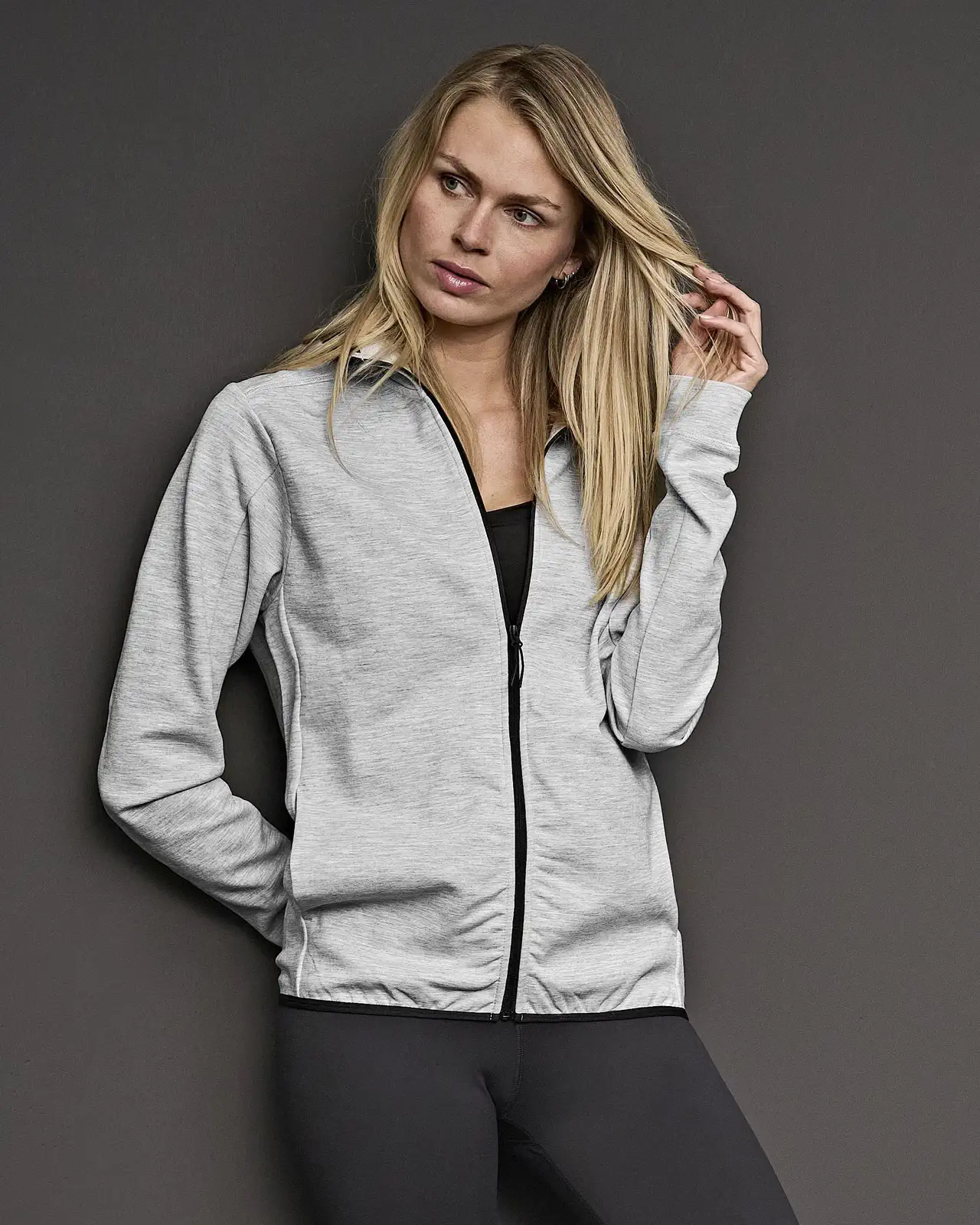 tee-jays-5706-athletic-hooded-full-zip-sweatshirt-heathergrey-model-0 Tee Jays Athletic Hooded Full Zip Sweat
