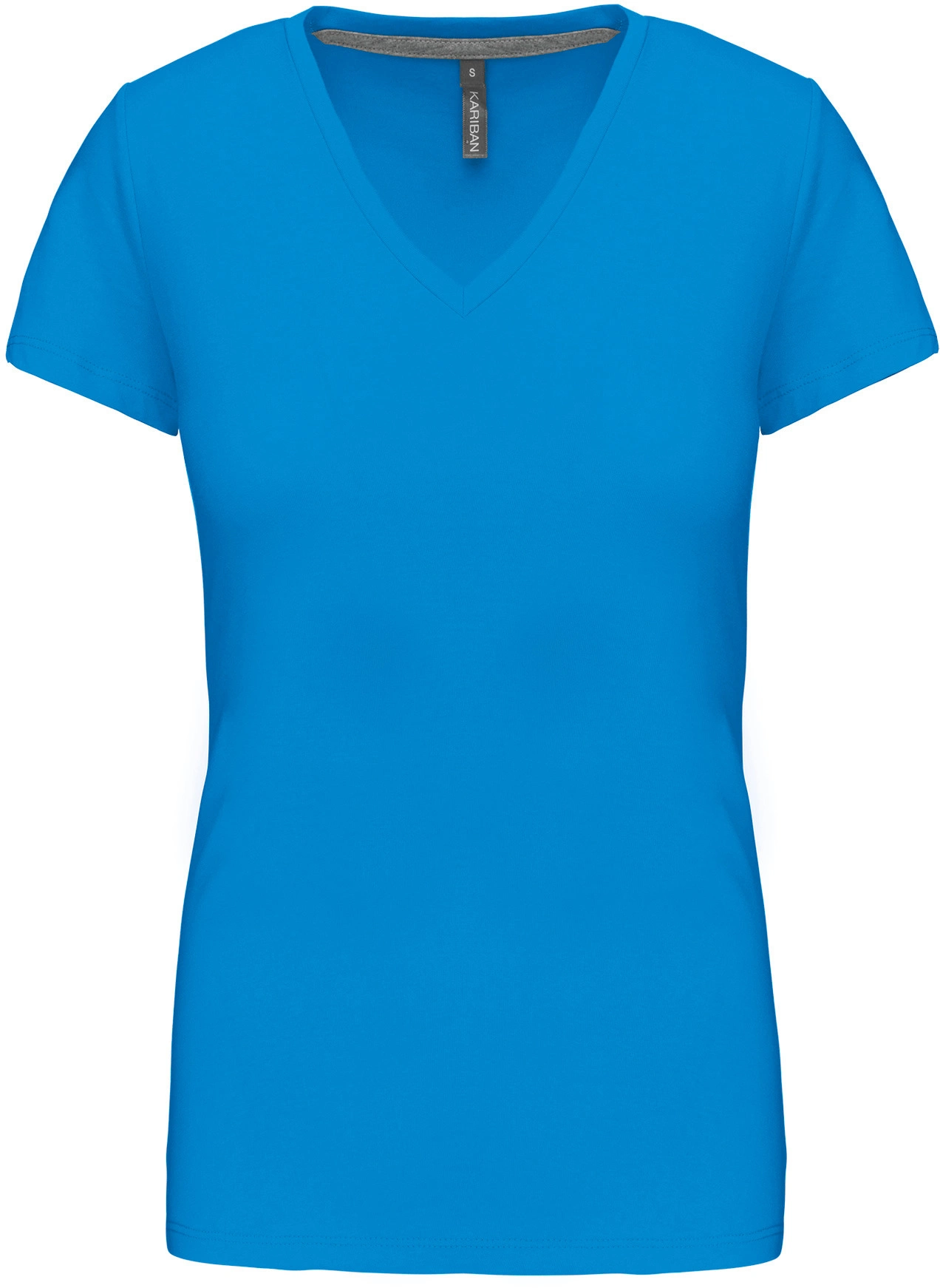 kariban-K381-damen-v-ausschnitt-t-shirt-tropicalblue-front-3 Kariban Damen V-Neck T-Shirt