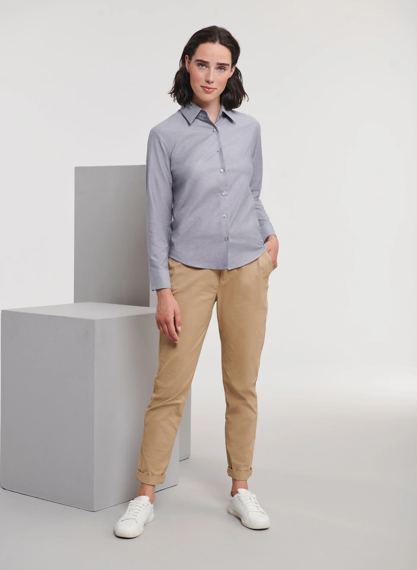 Russell Ladies Long Sleeve Easy Care Oxford Shirt