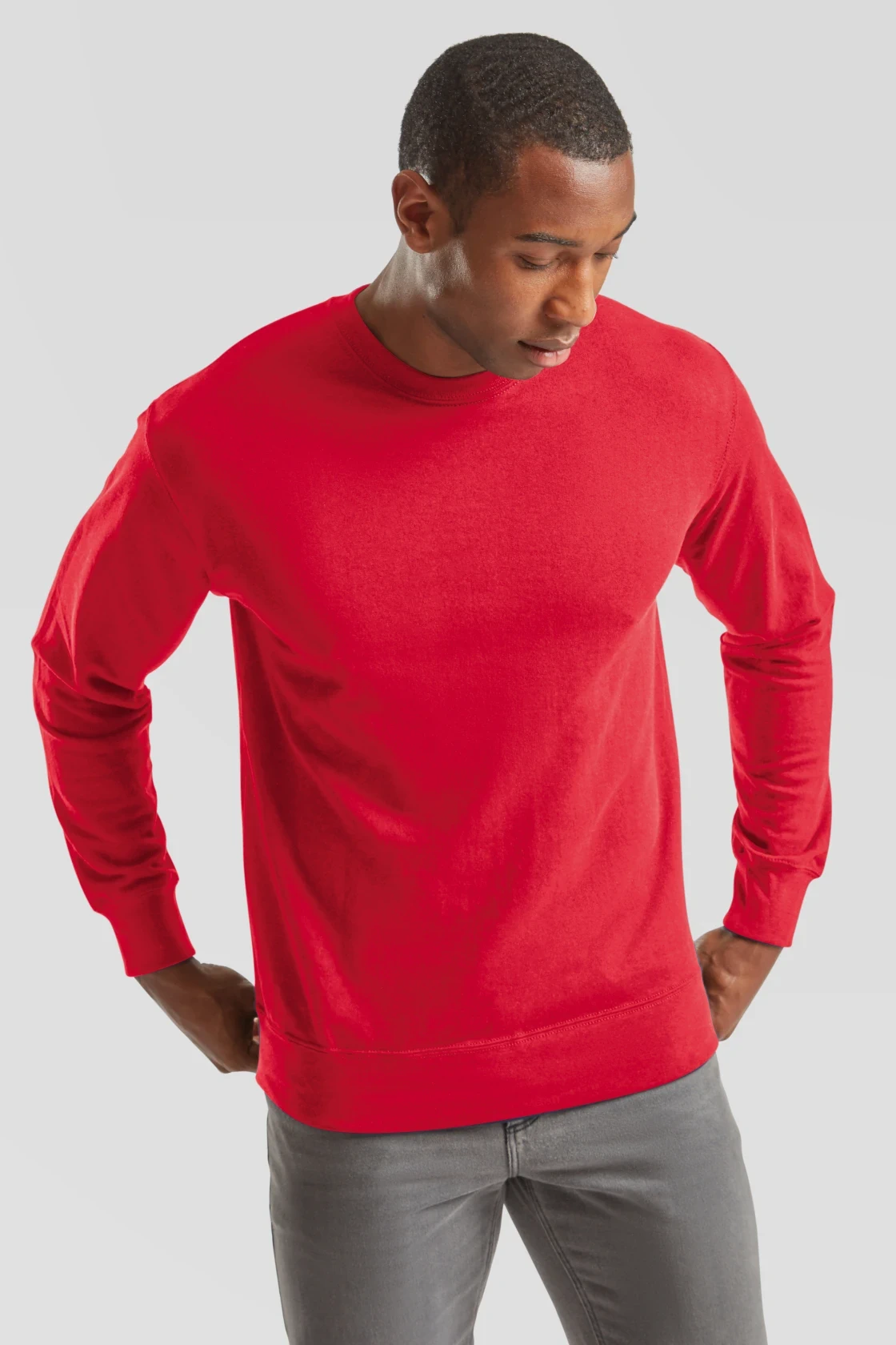 fruit-of-the-loom-62-156-0-lightweight-set-in-sweatshirt-red-model-0 F.O.L. Lightweight Set-In Sweat