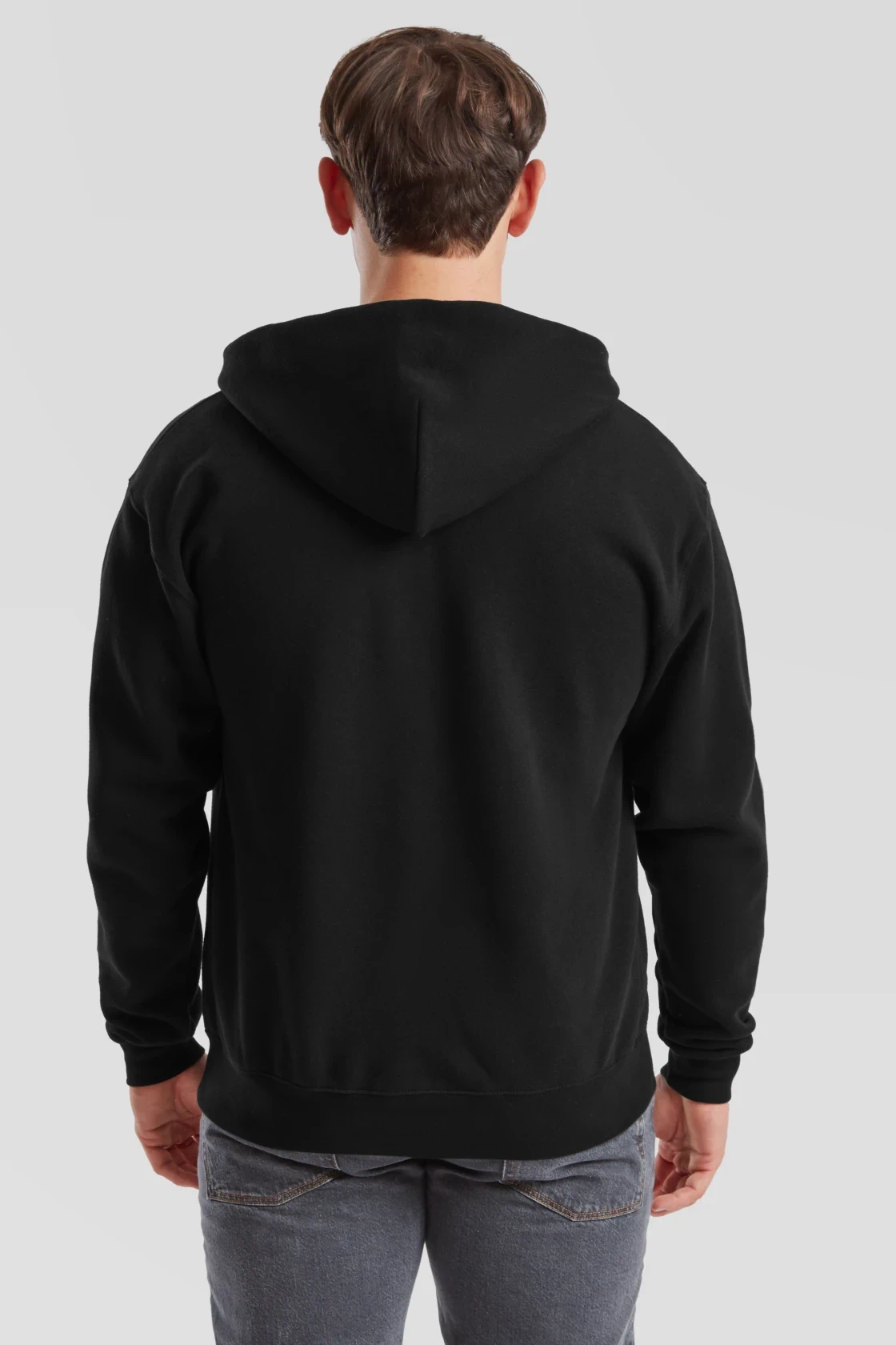 fruit-of-the-loom-62-034-0-premium-hooded-sweat-jacket-black-model-2 F.O.L. Premium Hooded Sweat Jacket