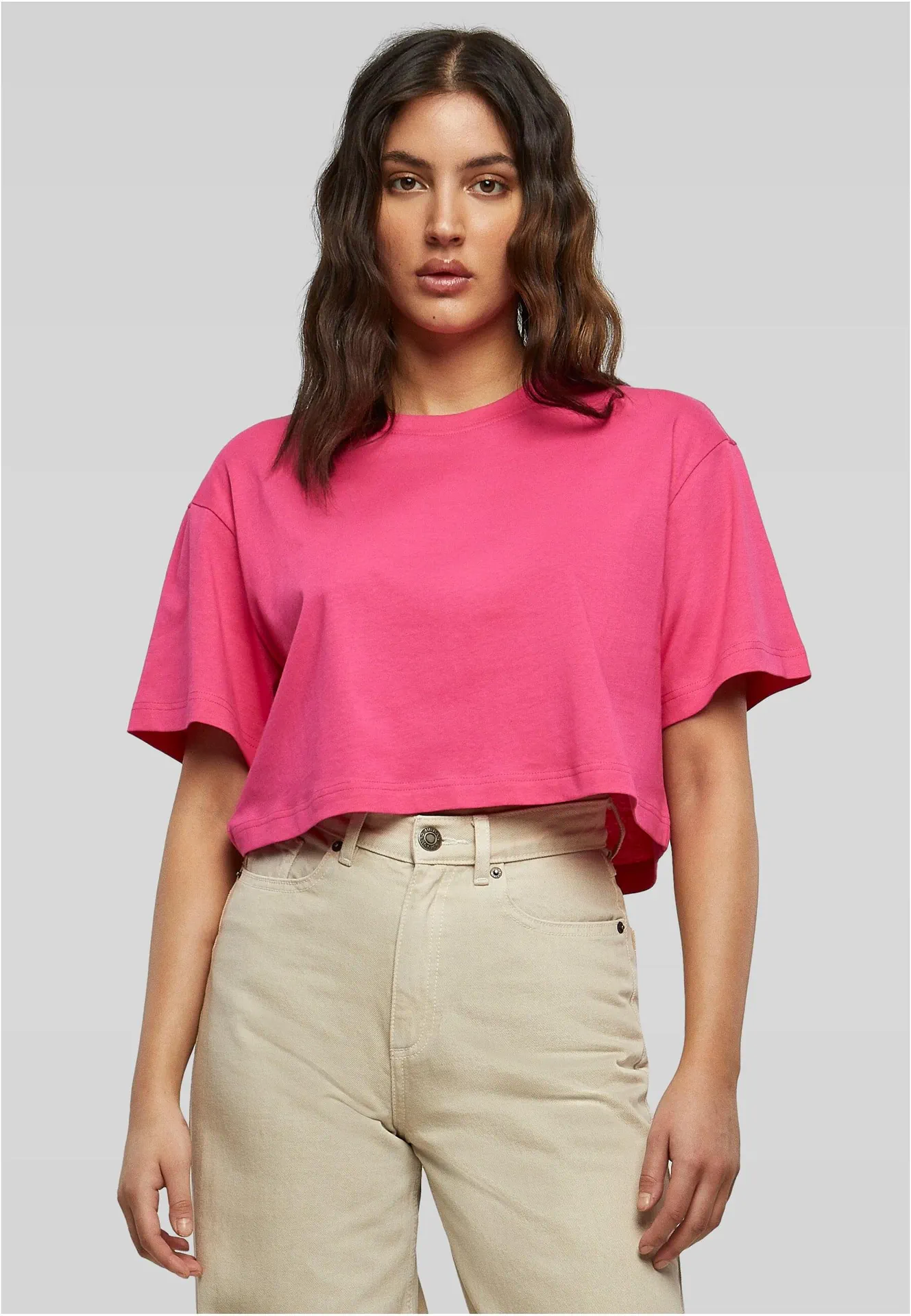 BYB-BY264-ladies-short-oversized-t-shirt-hibiskuspink-model-0 Build Your Brand Ladies Short Oversized Tee