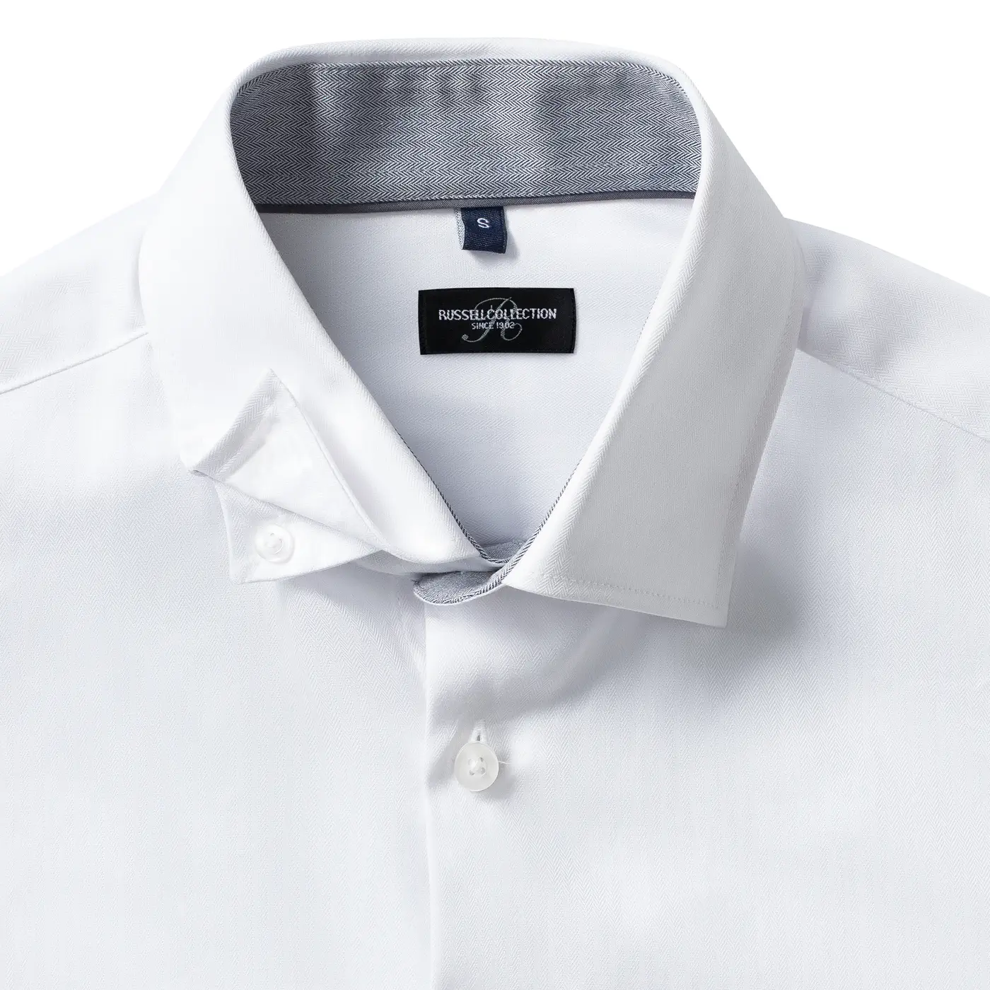 Russell Men's Long Sleeve Tailored Contrast Herringbone Shirt
