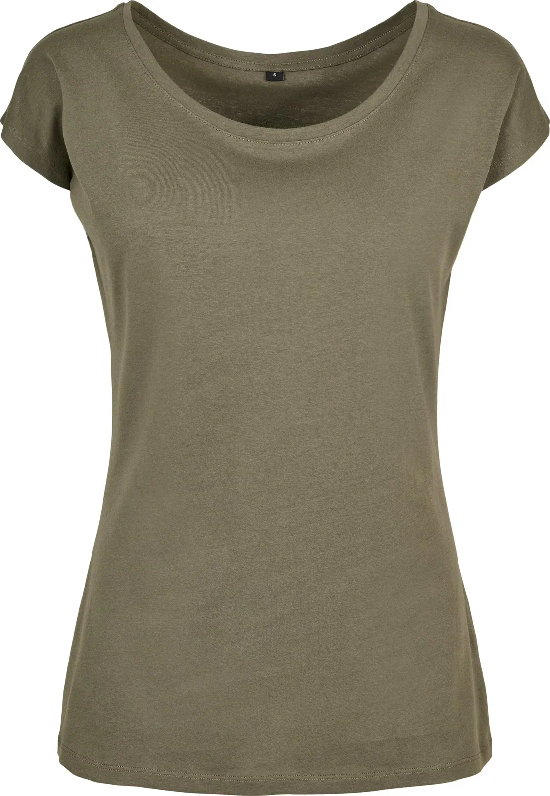 BYB-BB013-ladies-wide-neck-t-shirt-olive-front-4 Build Your Brand Ladies Wide Neck Tee