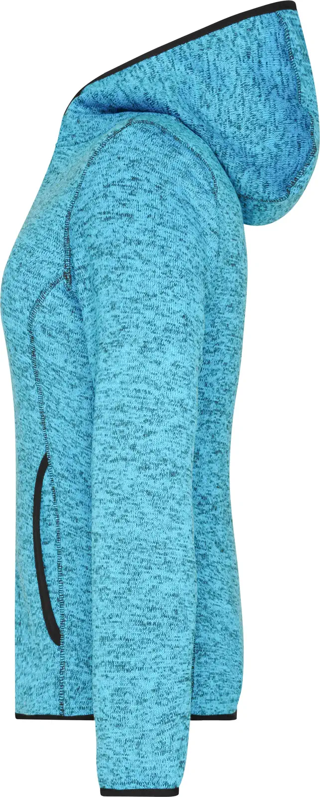 jn588-ladies-knitted-fleece-hoody-bluemelange-black-left-4 James & Nicholson Ladies Knitted Fleece Hoody