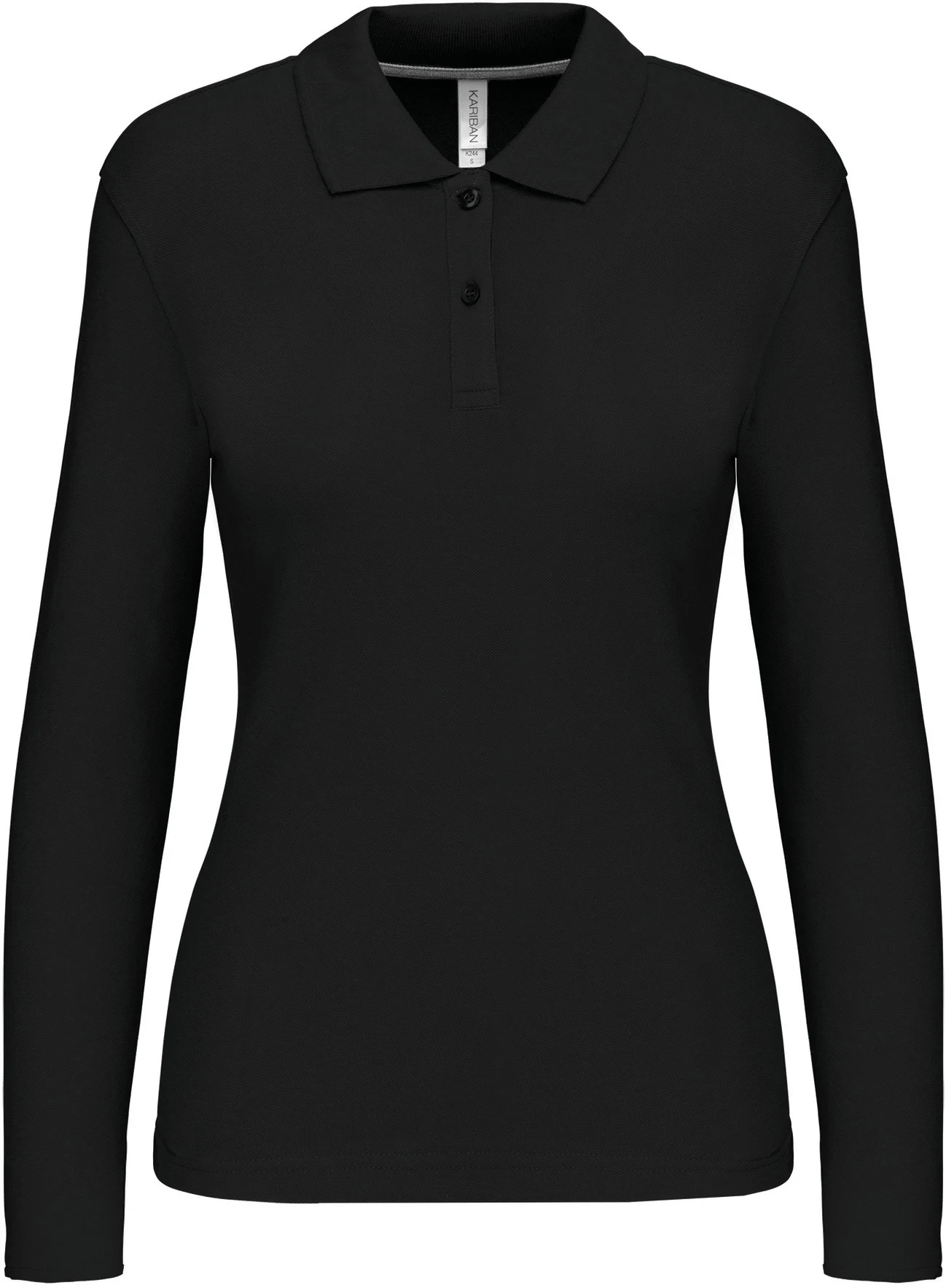 kariban-K244-damen-pique-polo-langarm-black-front-3 Kariban Damen Piqué Polo langarm