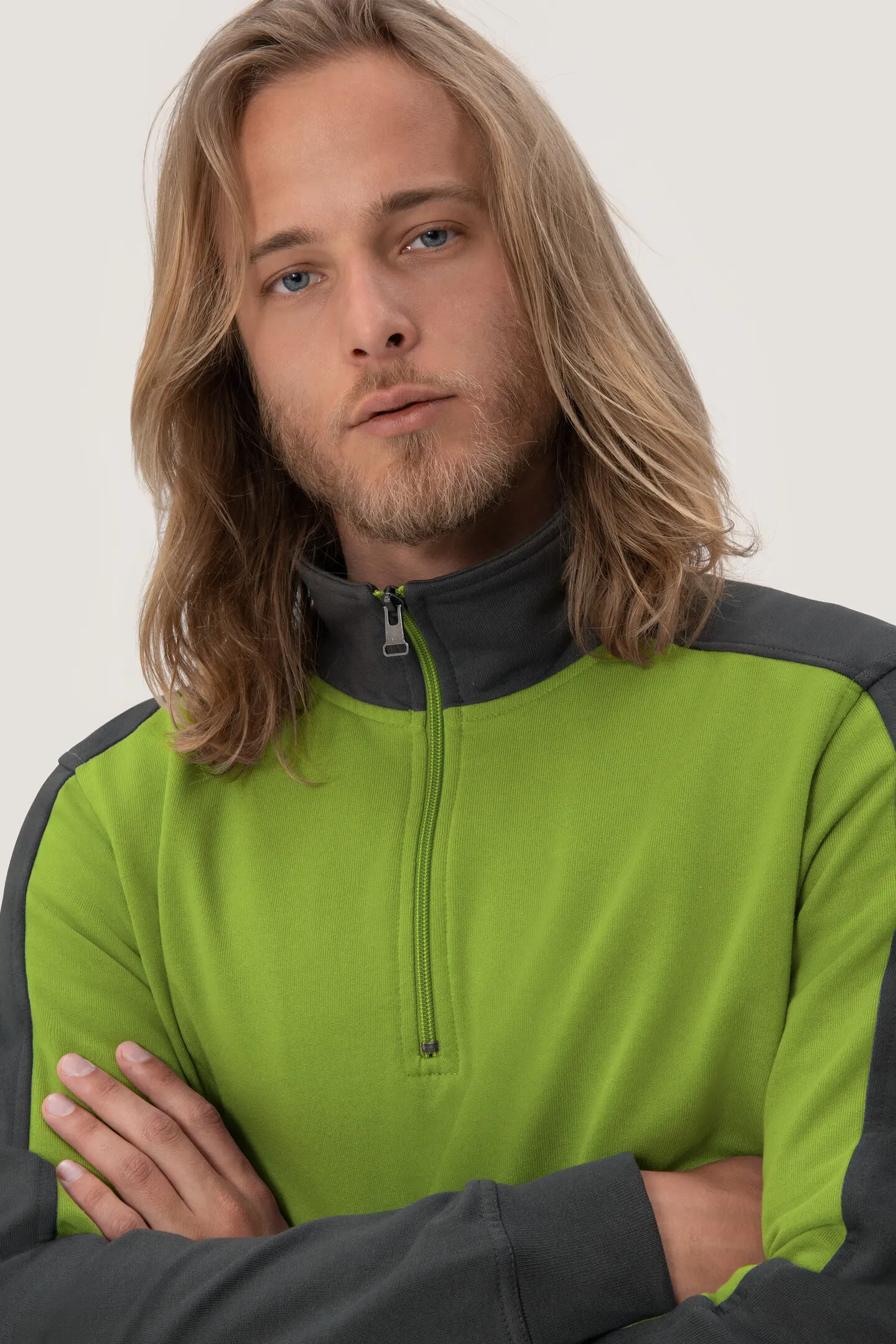 HAKRO Zip-Sweatshirt 476 Contrast Mikralinar®