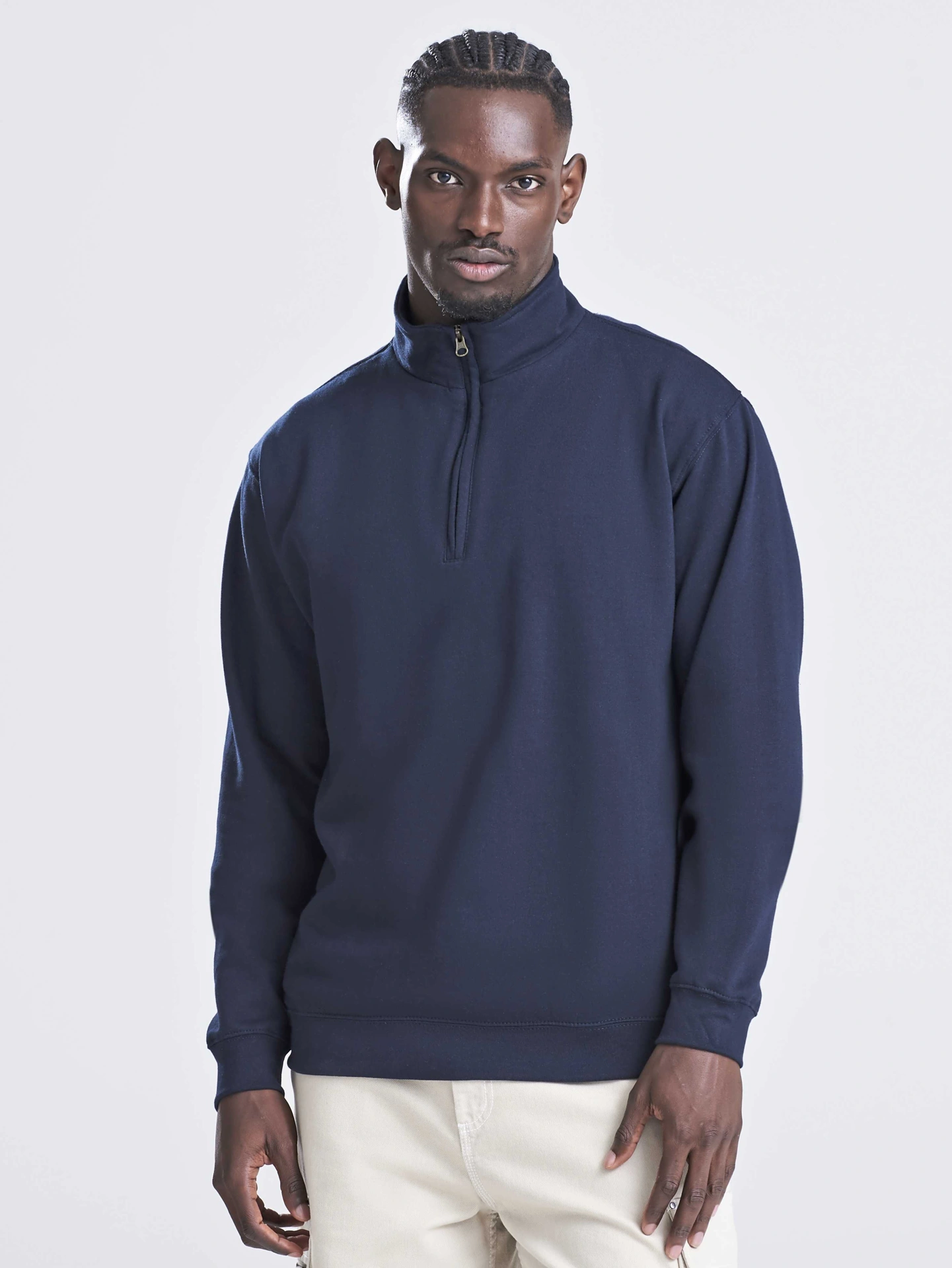 justhoods-jh046-sophomore-quarter-zip-sweatshirt-model-0 Just Hoods Sophomore 1/4 Zip Sweat